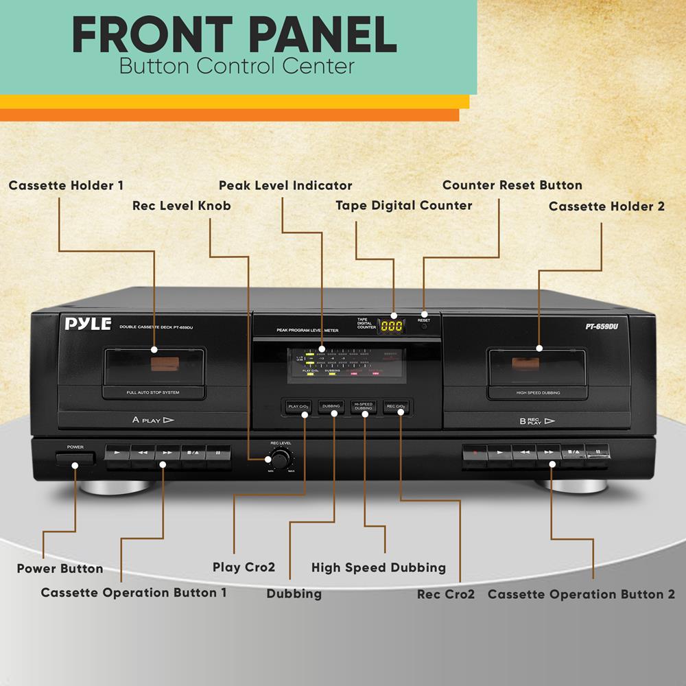 Dual Cassette Deck MP3 Converter - Convert Old Tapes to Digital MP3 Files for Music Lovers & Nostalgic Collections