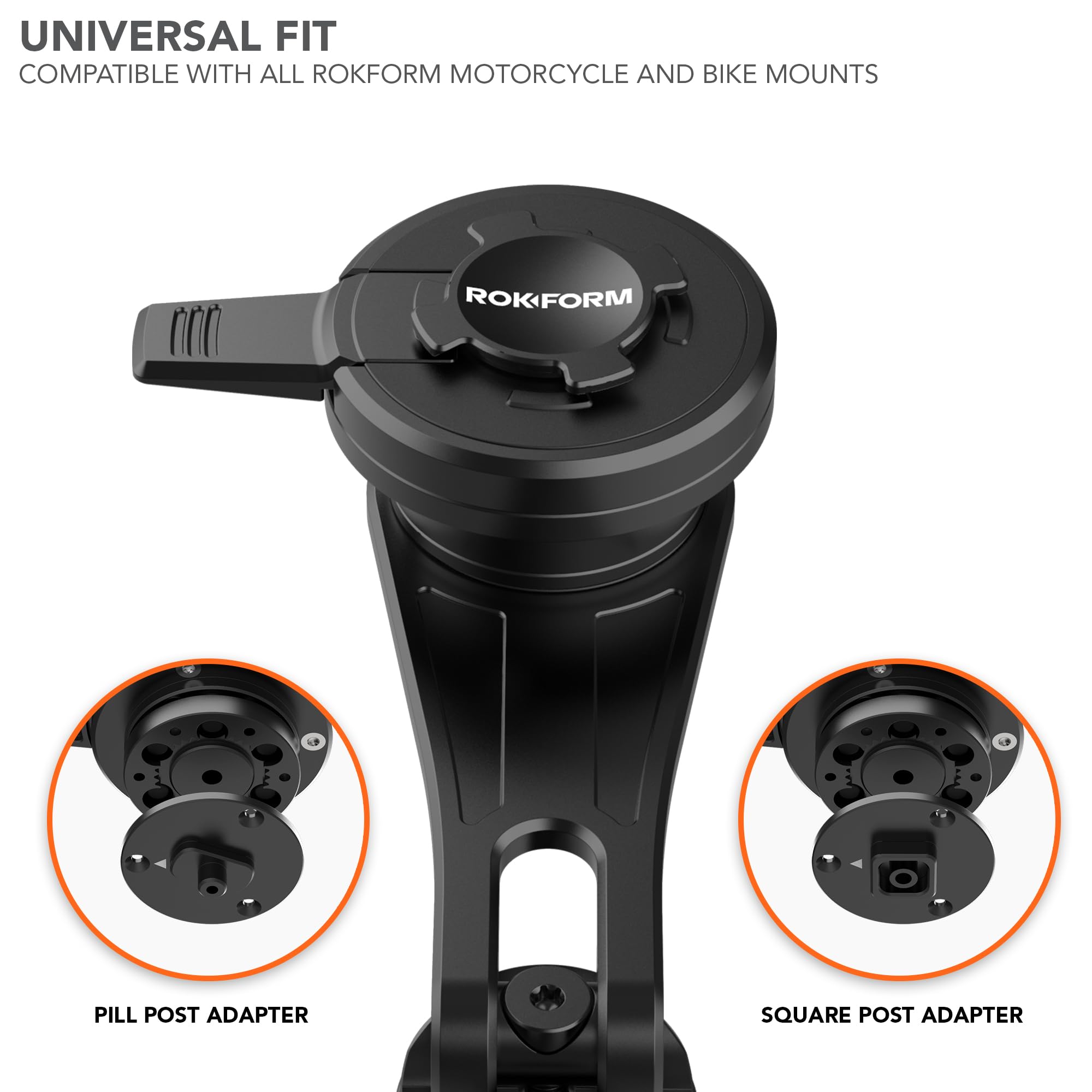 Rokform Universal Motorcycle Mount Vibration Dampener - Secure Phone Holder for iPhone, Samsung, & Pixel with Twist Lock Cases (Black) - Perfect for Motorcycle and Bike Rides