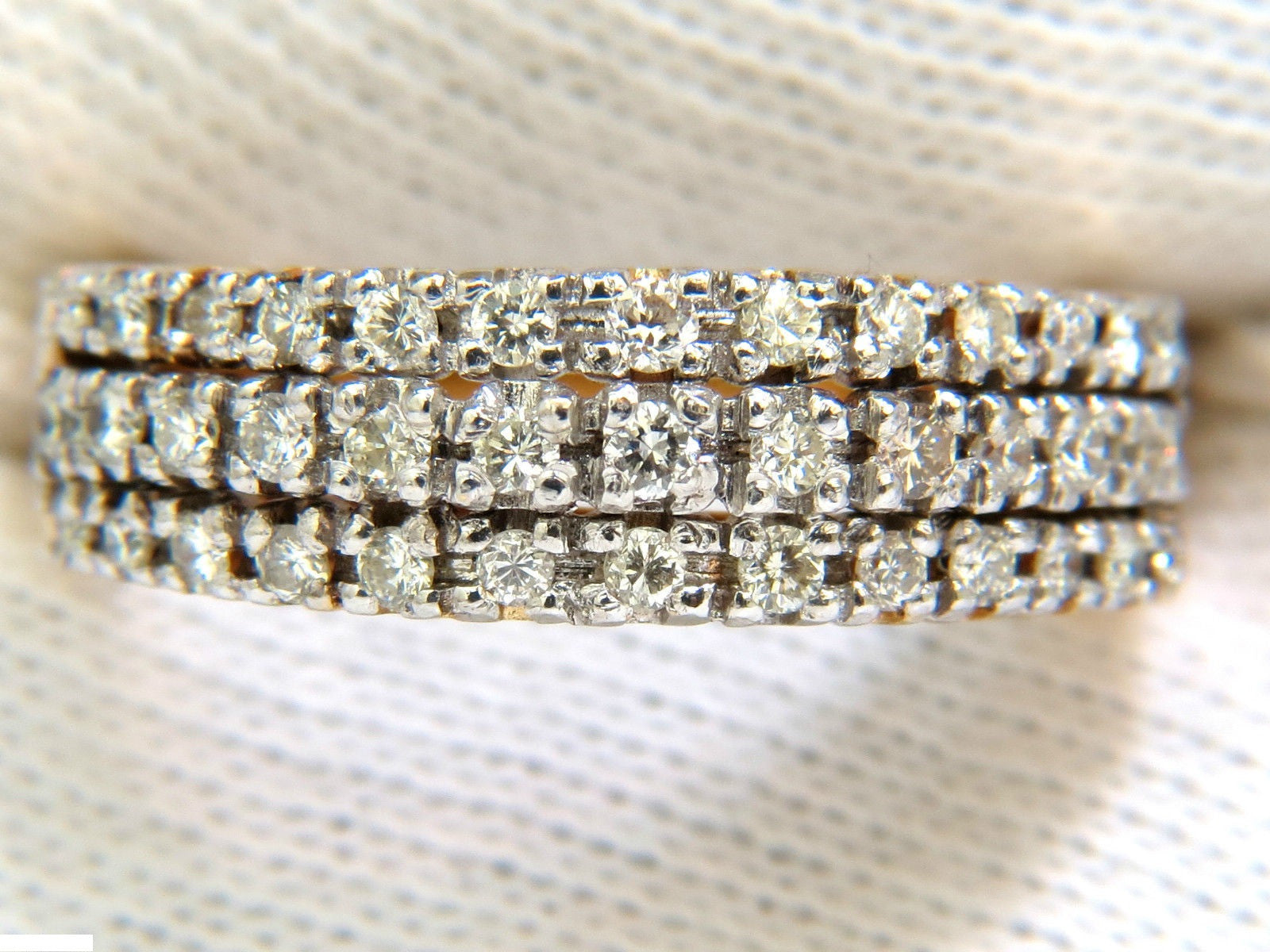 1.23CT Diamond Band Ring - 14KT Gold H/VS Quality Classic 3 Rows Wedding Ring for Women, Anniversary Gift, Bridal Jewelry, Everyday Elegance