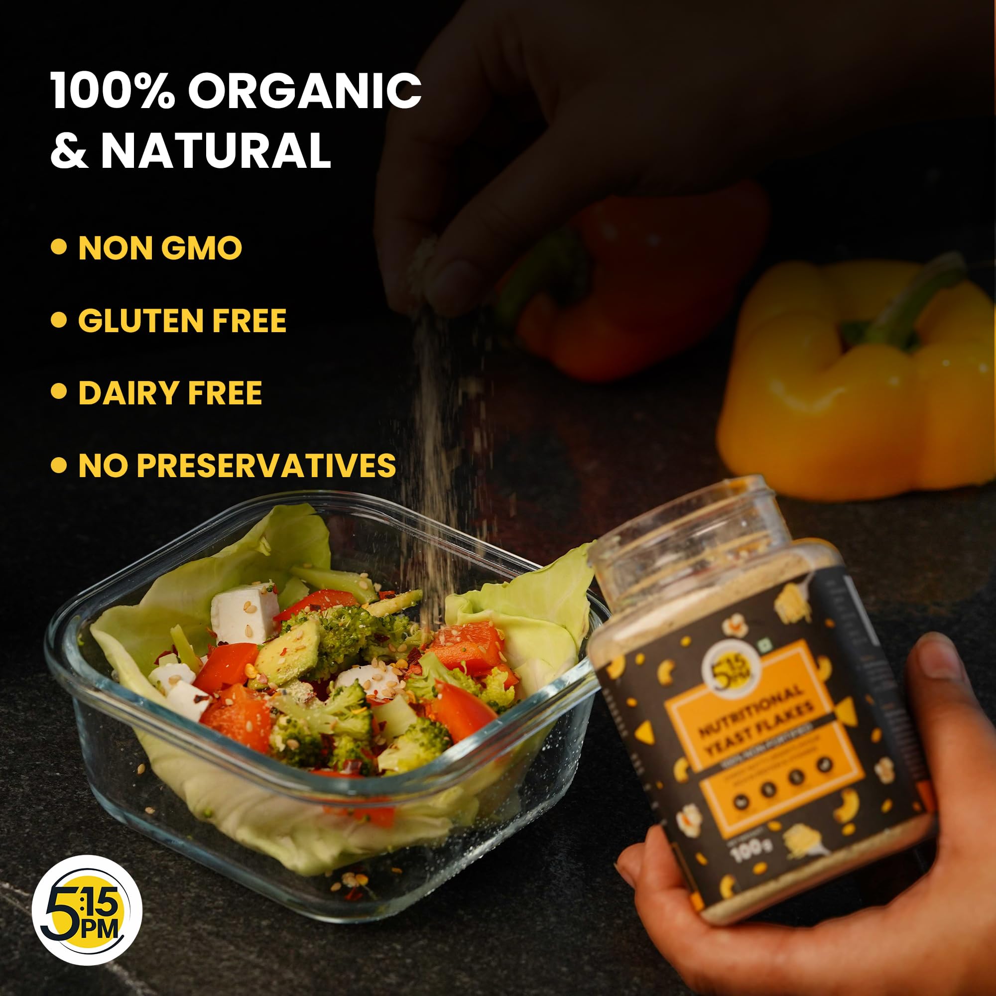 5:15 PM Nutritional Yeast Flakes - Unfortified 100g | Gluten-Free Vegan Seasoning | Rich in B Vitamins & Fiber | Non-GMO, Nutty Cheesy Flavor | Perfect for Popcorn, Pasta & Vegan Cooking