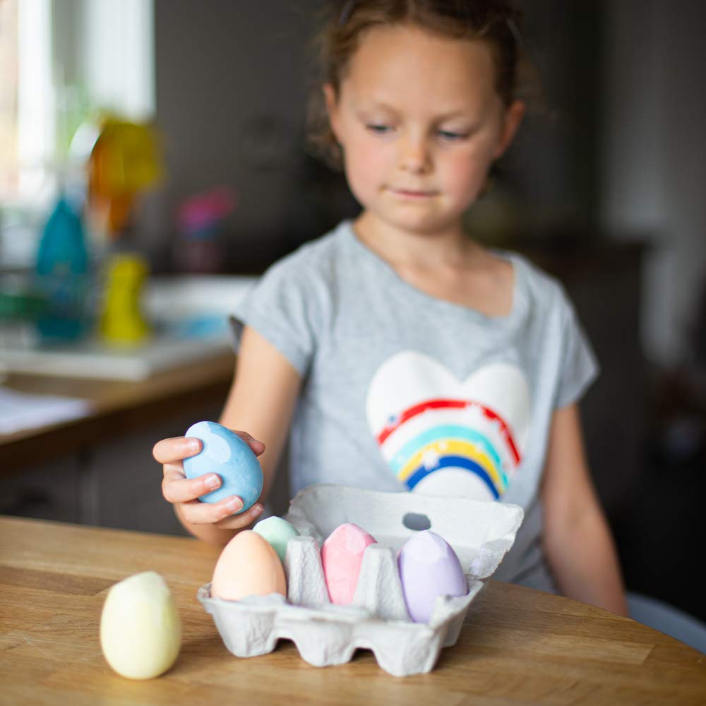 Bigjigs Toys Rainbow Color Chalk Eggs - 6 Piece Set for Kids Outdoor Sidewalk Drawing & Creative Play
