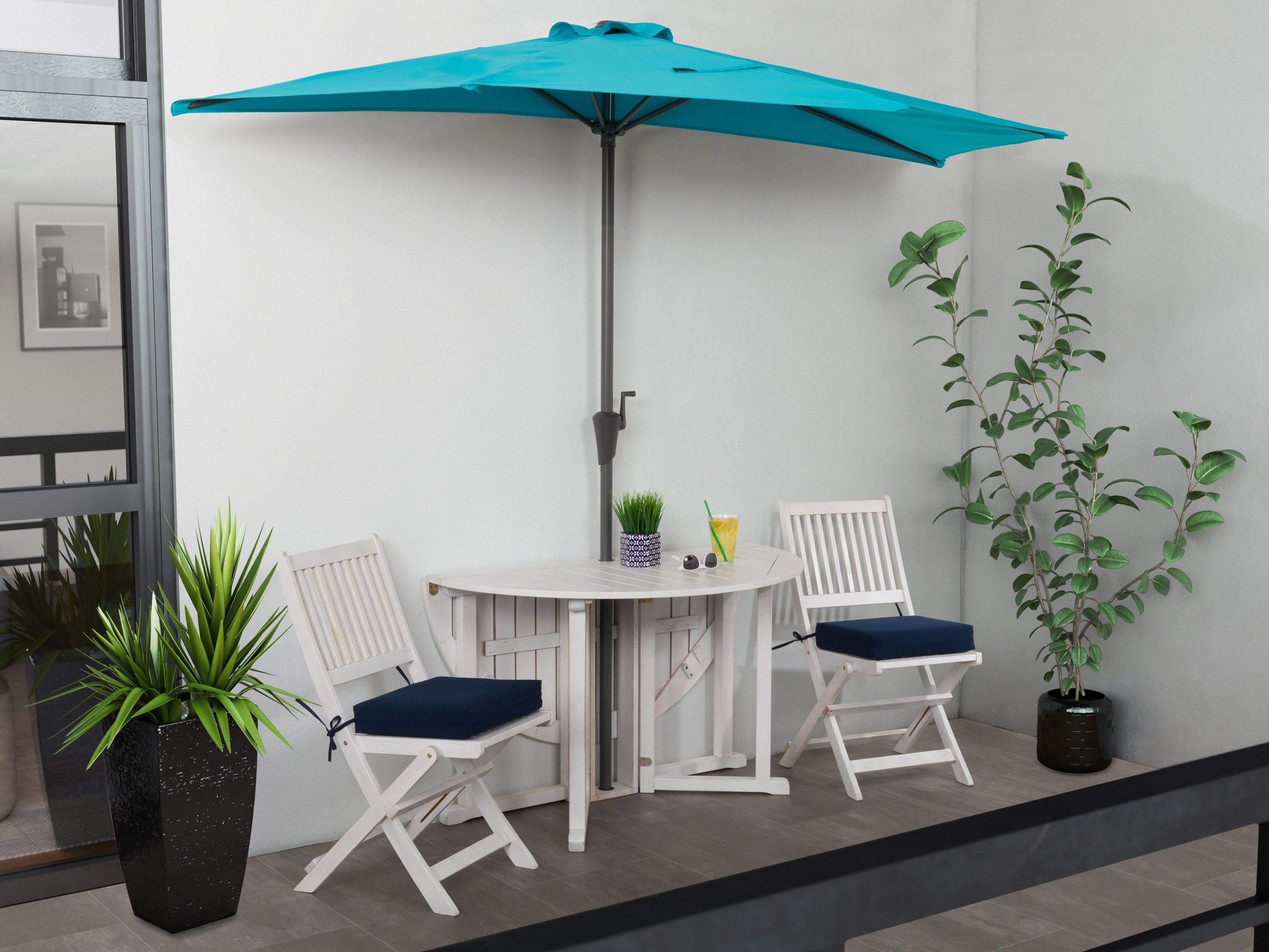 8.5ft Turquoise Half Umbrella - UV Protection Outdoor Patio Umbrella for Pool, Beach, Garden & Backyard - Waterproof Sun Shade for Relaxing in Style