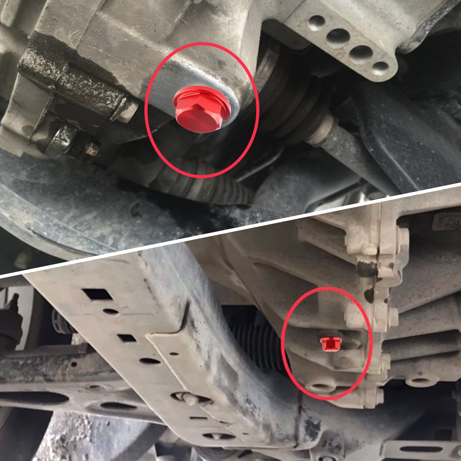 M14 x1.5 Magnetic Oil Drain Plug Kit with Gaskets - Compatible with Honda Civic, Accord, Clarity, City & Acura CL, CSX - Red - Engine Protection Accessories (Perfect for Oil Changes & Prevent Metal Debris in Engine)