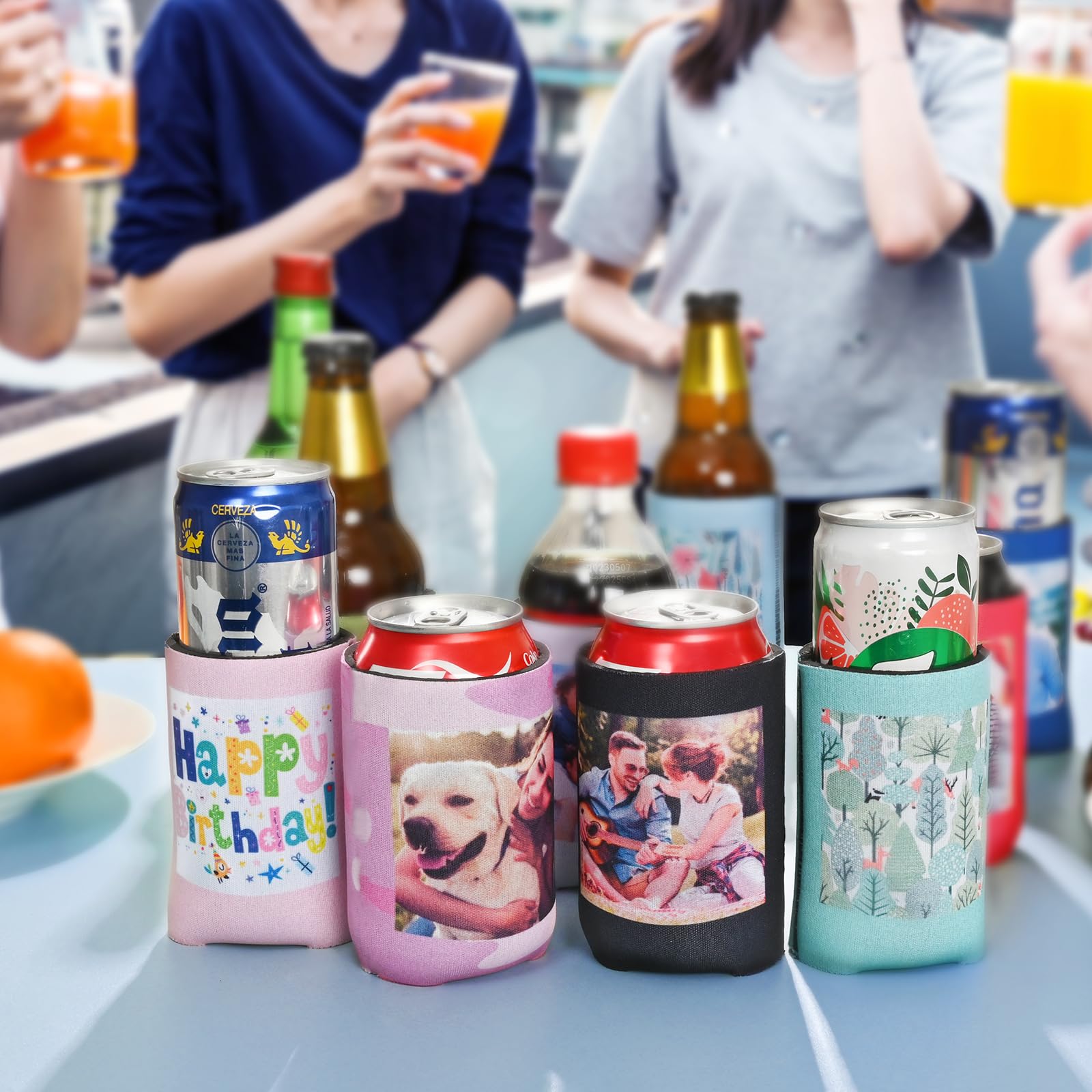 Livole Custom Beer Can Cooler Sleeves Bulk - Personalized Insulated Beverage Can Cooler with Photo, Text & Image for Wedding, Birthday Party, BBQ, Tailgating & Outdoor Events (Black, 1 Pack)