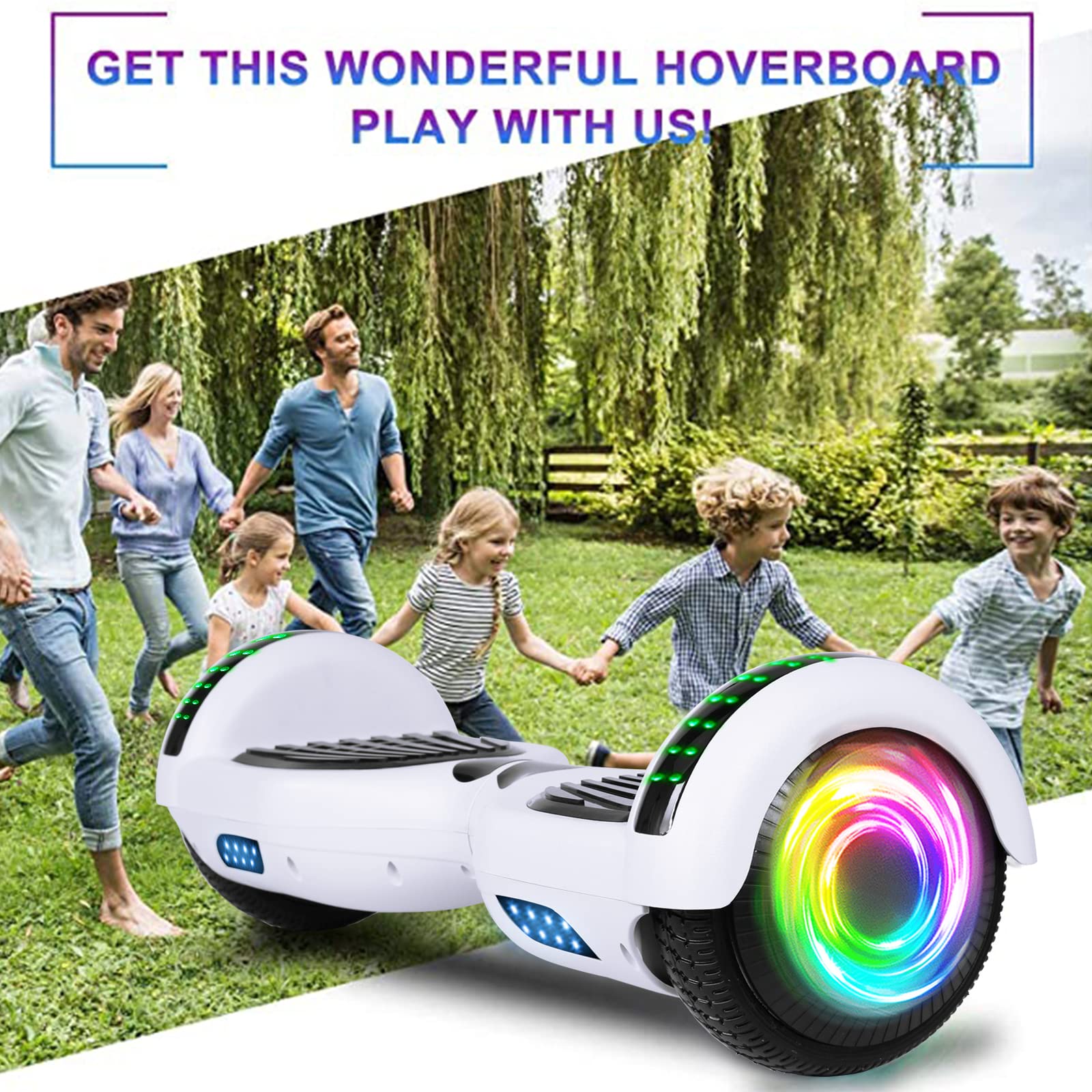 SISIGAD Hoverboard for Kids Ages 6-12 - Bluetooth Speaker & 6.5