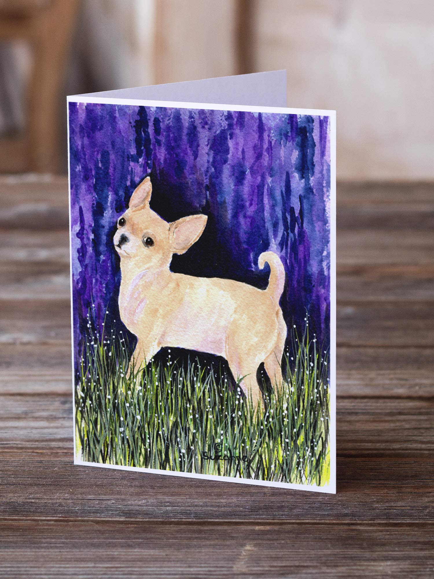Starry Night Chihuahua Blank Greeting Cards - Pack of 8 A7 Size (5x7) Note Cards with Envelopes | Whimsical Dog Lover Stationery for Birthdays, Thank You Notes & Special Occasions
