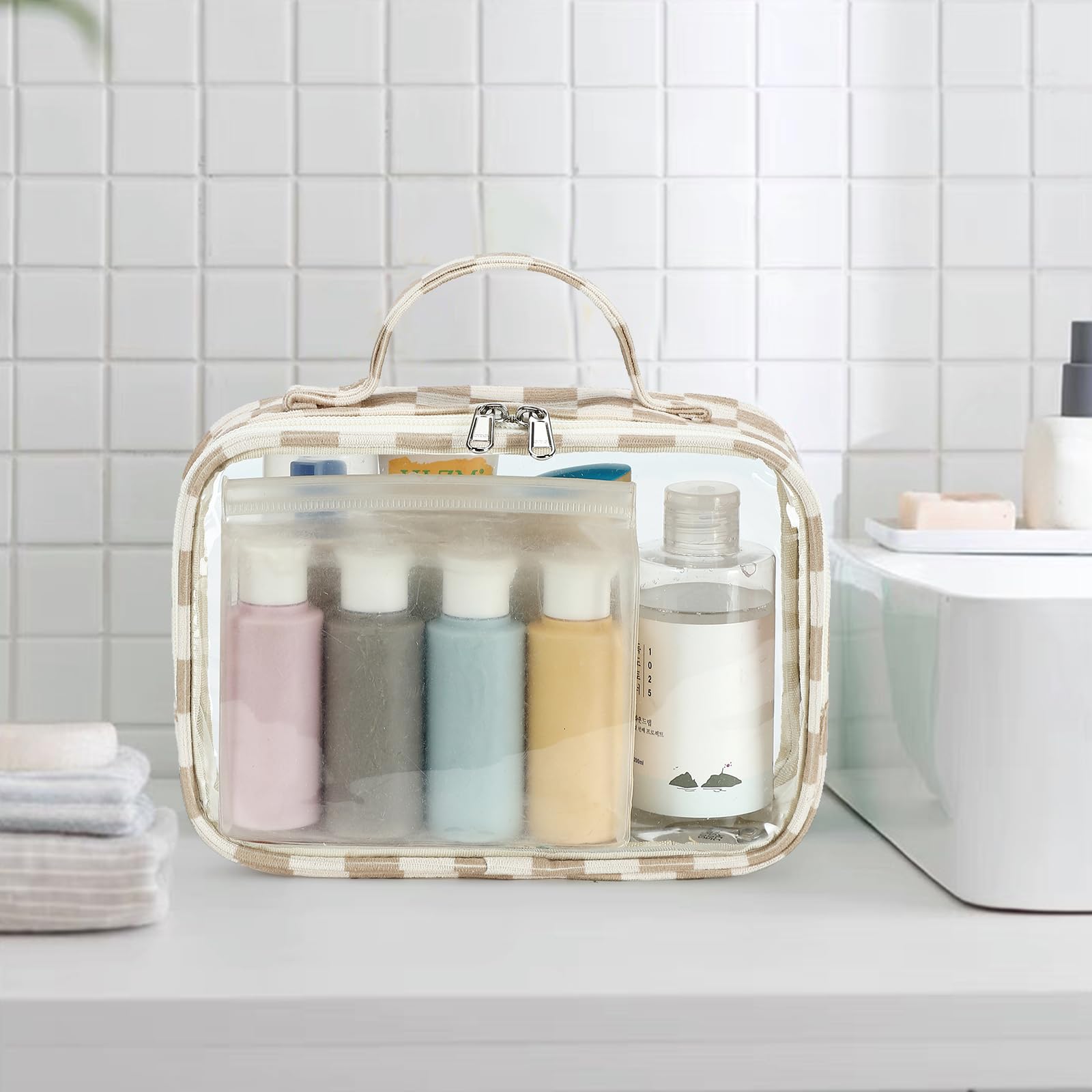 Bluboon 3Pcs Clear Makeup Bags for Women Travel - Waterproof Cosmetic Organizer for Toiletries & Essentials