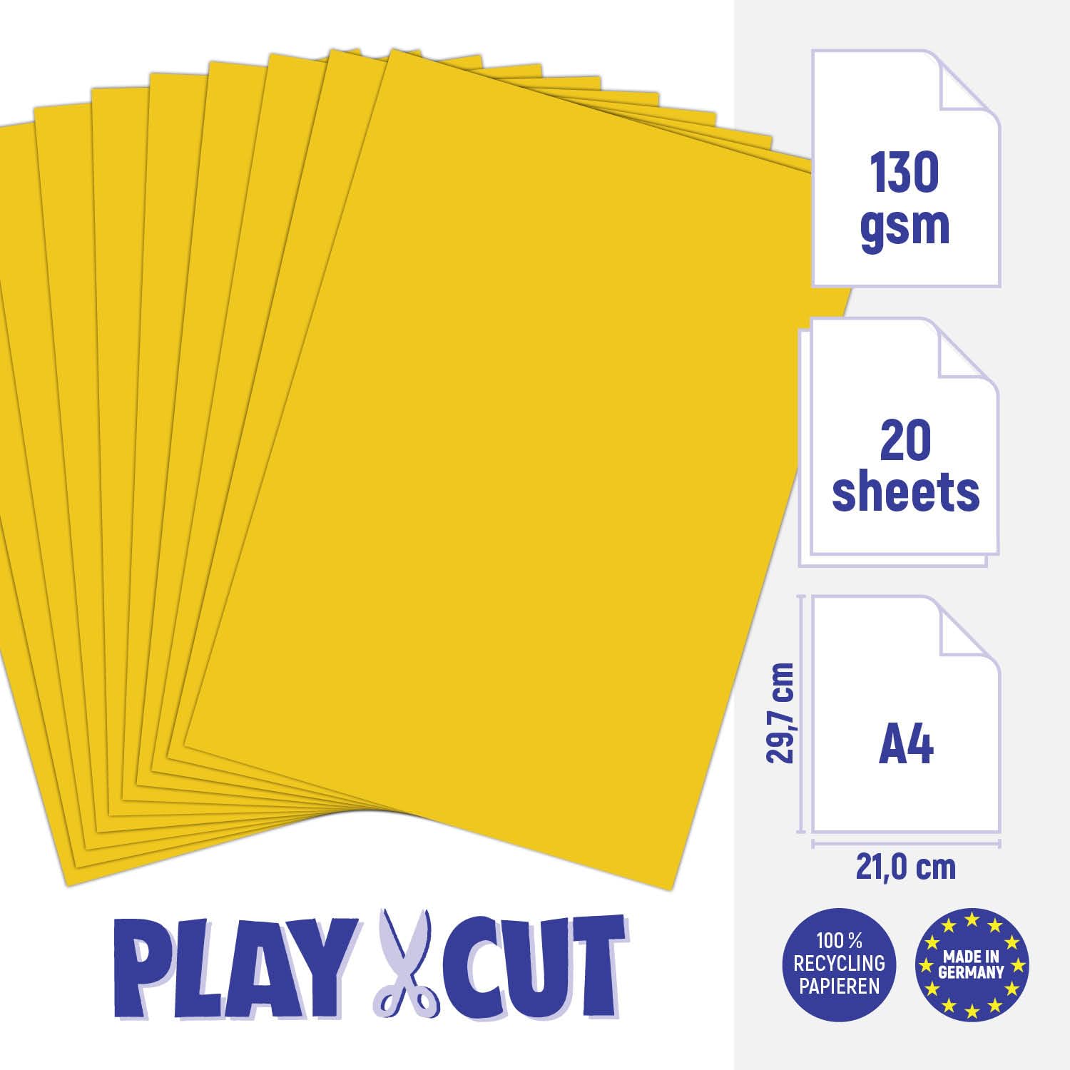 Yellow Sun A4 Craft Paper (130g/m2) | 20 Sheets for Printing & DIY | Home & Office Use
