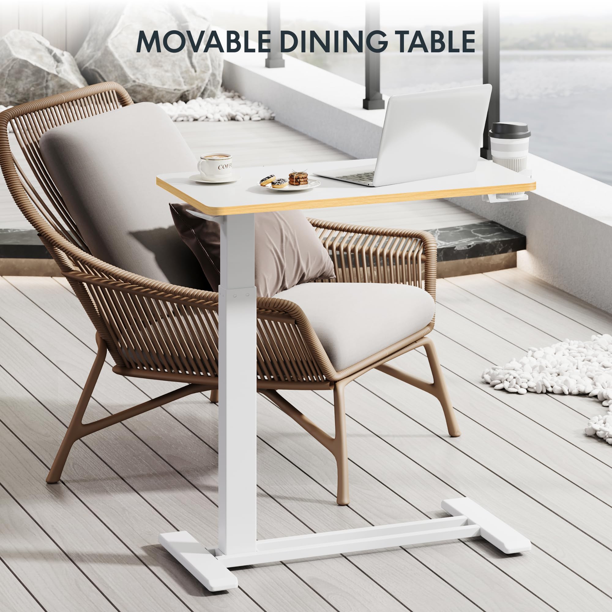 FLEXISPOT Mobile Standing Desk with Wheels - Adjustable Height Rolling Laptop Cart, 27.6