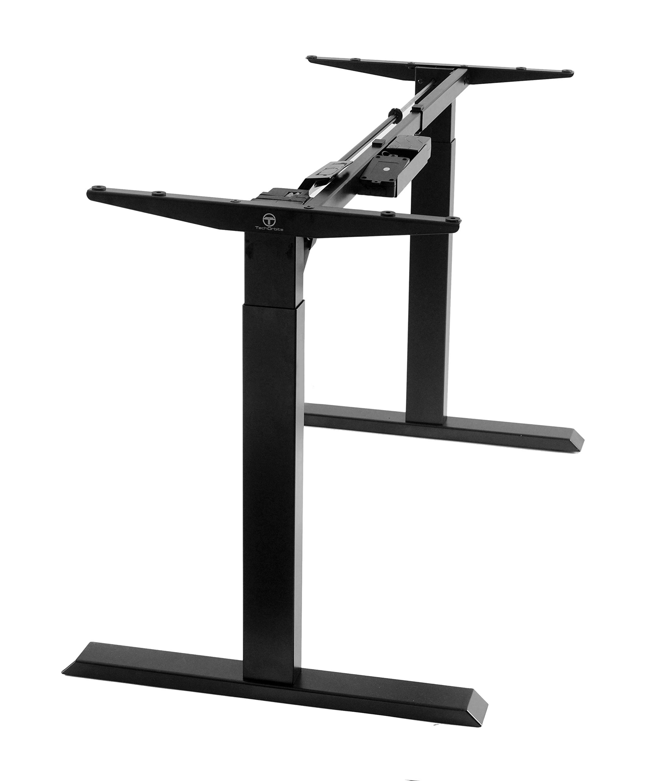 TechOrbits Electric Standing Desk Frame - Adjustable Height Motorized Sit Stand Desk Base with Memory Settings & Telescopic Legs (Black) - Perfect for Home Office, Gaming & Workspace Ergonomics
