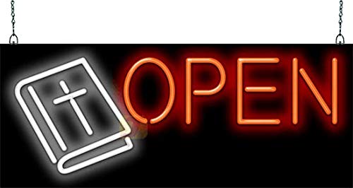 Bible Neon Sign - Religious Wall Decor for Home, Church & Prayer Room - Perfect for Christian Gifts & Spiritual Inspiration