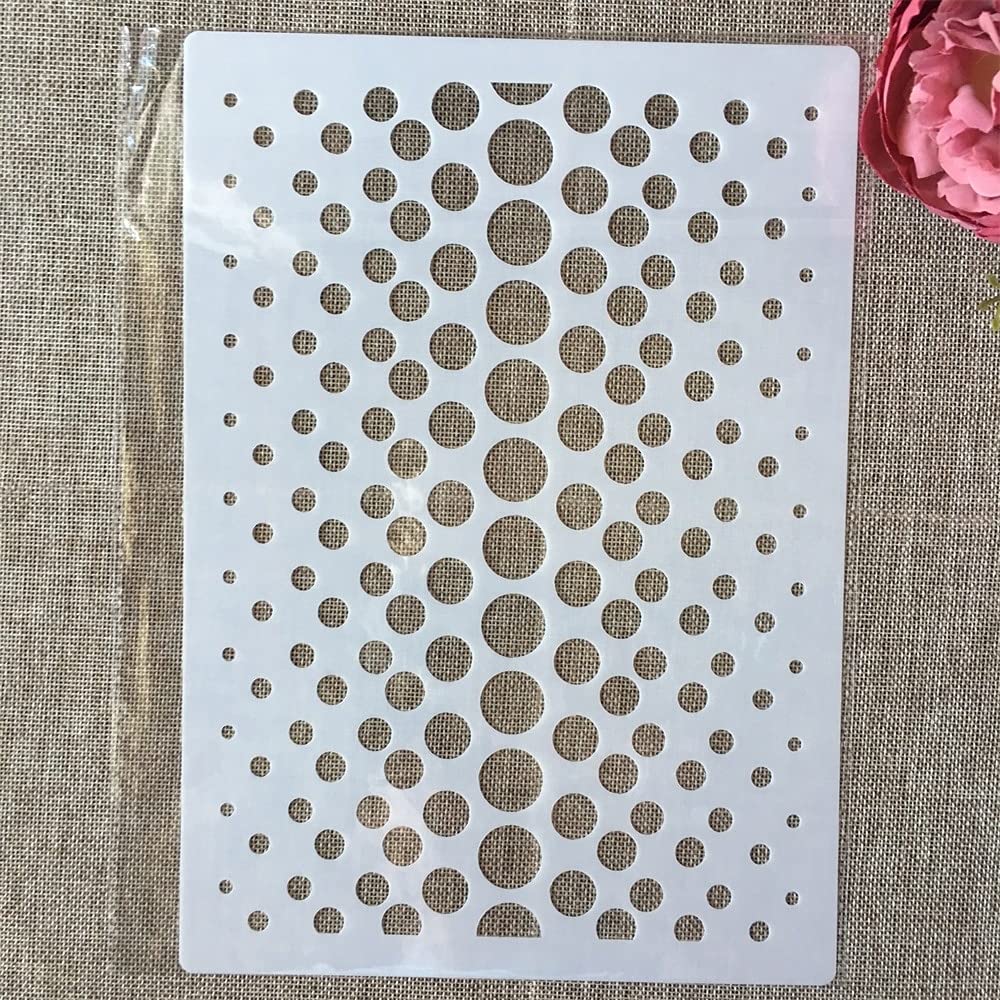 Reusable A4 29cm Dot Round Texture Stencils for Painting on Wood - DIY Layering Wall Painting Templates for Home Decor, Furniture Upcycling & Craft Projects