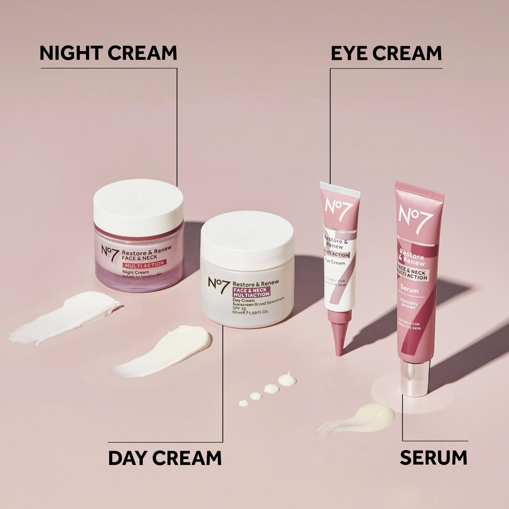 No7 Restore & Renew Multi Action Face & Neck Cream - Nighttime Collagen Peptide Moisturizer for Anti-Aging, Hydration & Skin Firming with Hyaluronic Acid, Shea Butter & Vitamin E (50ml) - Perfect for Nighttime Skincare Routine & Mature Skin Care Regimen