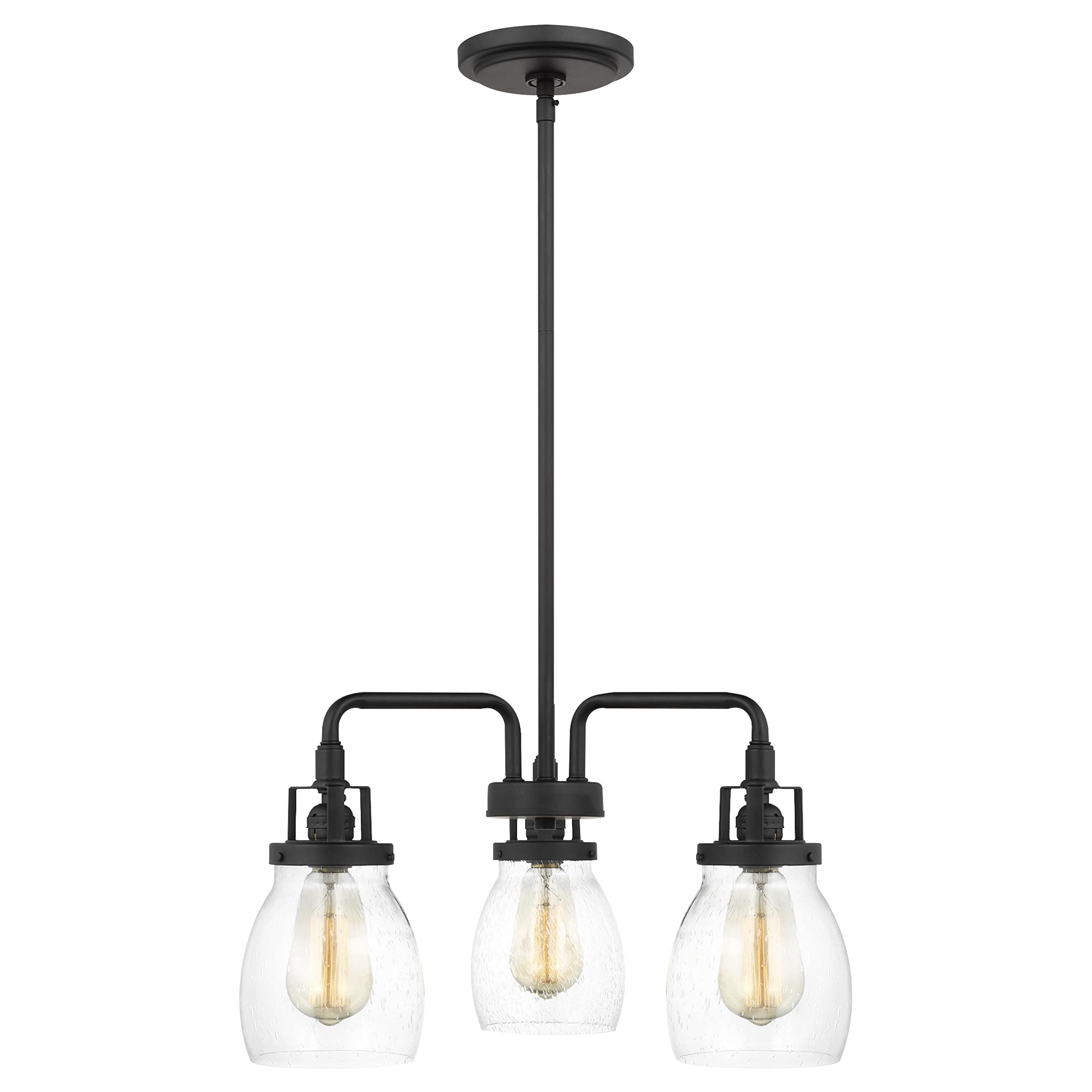 Sea Gull 3-Light 20-Inch Belton Chandelier Ceiling Light Fixture in Midnight Black - Modern Hanging Light for Kitchen Island, Dining Room, Bedroom & Living Room Decor | Perfect for Farmhouse, Contemporary & Traditional Home Lighting