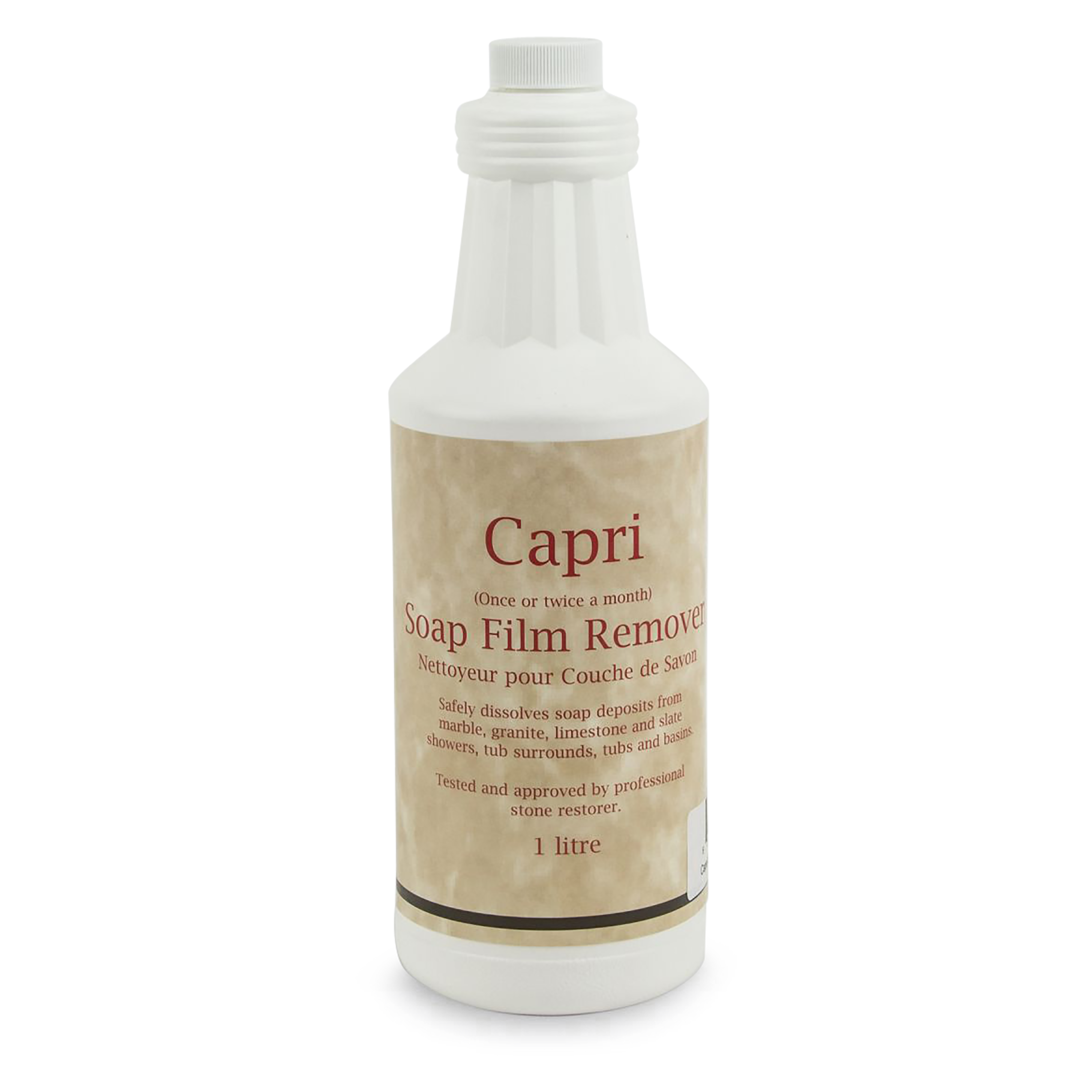Capri Soap Film Remover - Powerful Bathroom Cleaner for Shower Doors, Tiles & Mirrors | Eliminates Soap Scum & Hard Water Stains | Streak-Free Shine for Sparkling Clean Surfaces | Perfect for Home, Gym & Spa Use