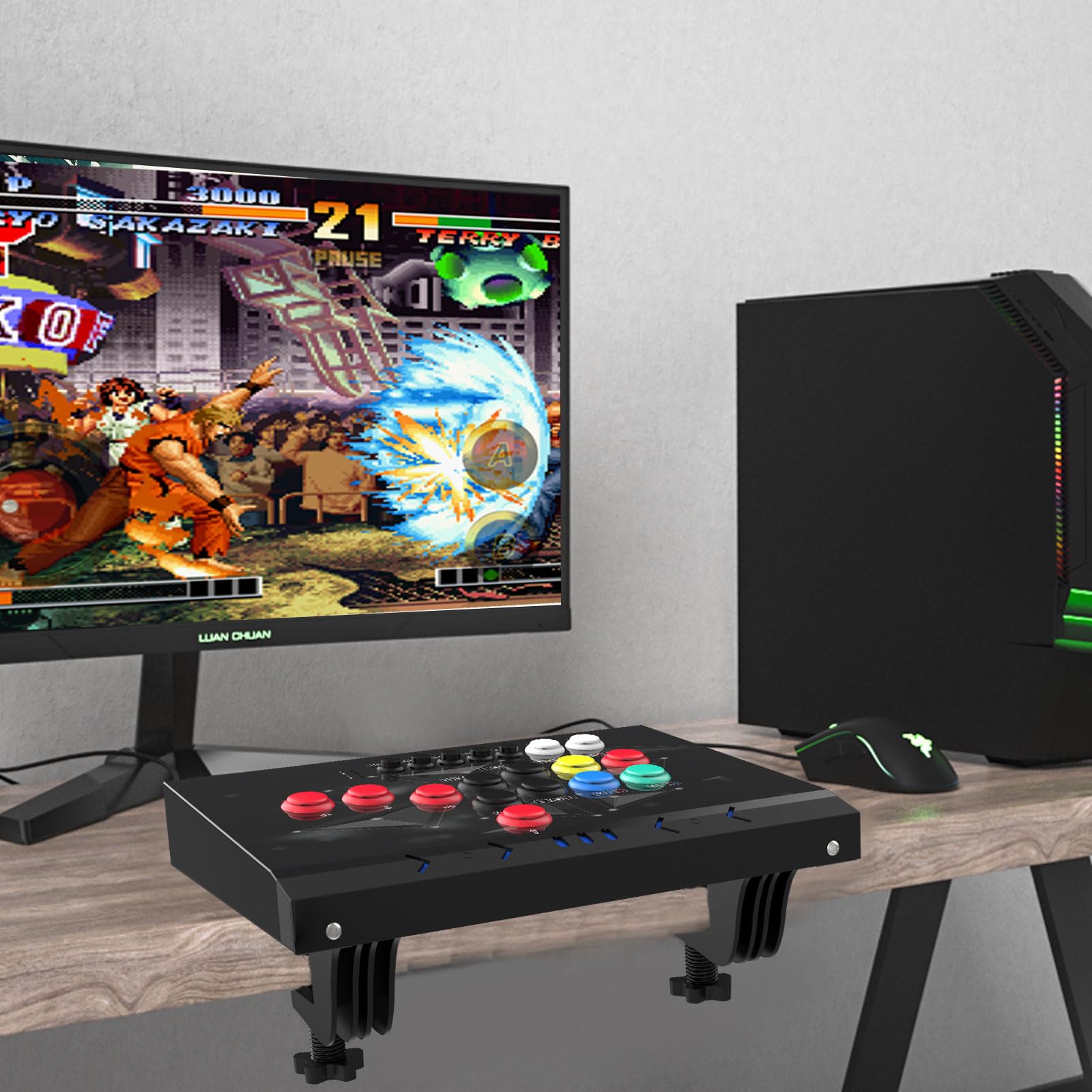 DOYO Arcade Fight Stick - Durable Iron Joystick for PC, PS3, Switch, NEOGEO Mini, Android & Raspberry Pi | Perfect for Home Gaming & Fighting Tournaments (Black)