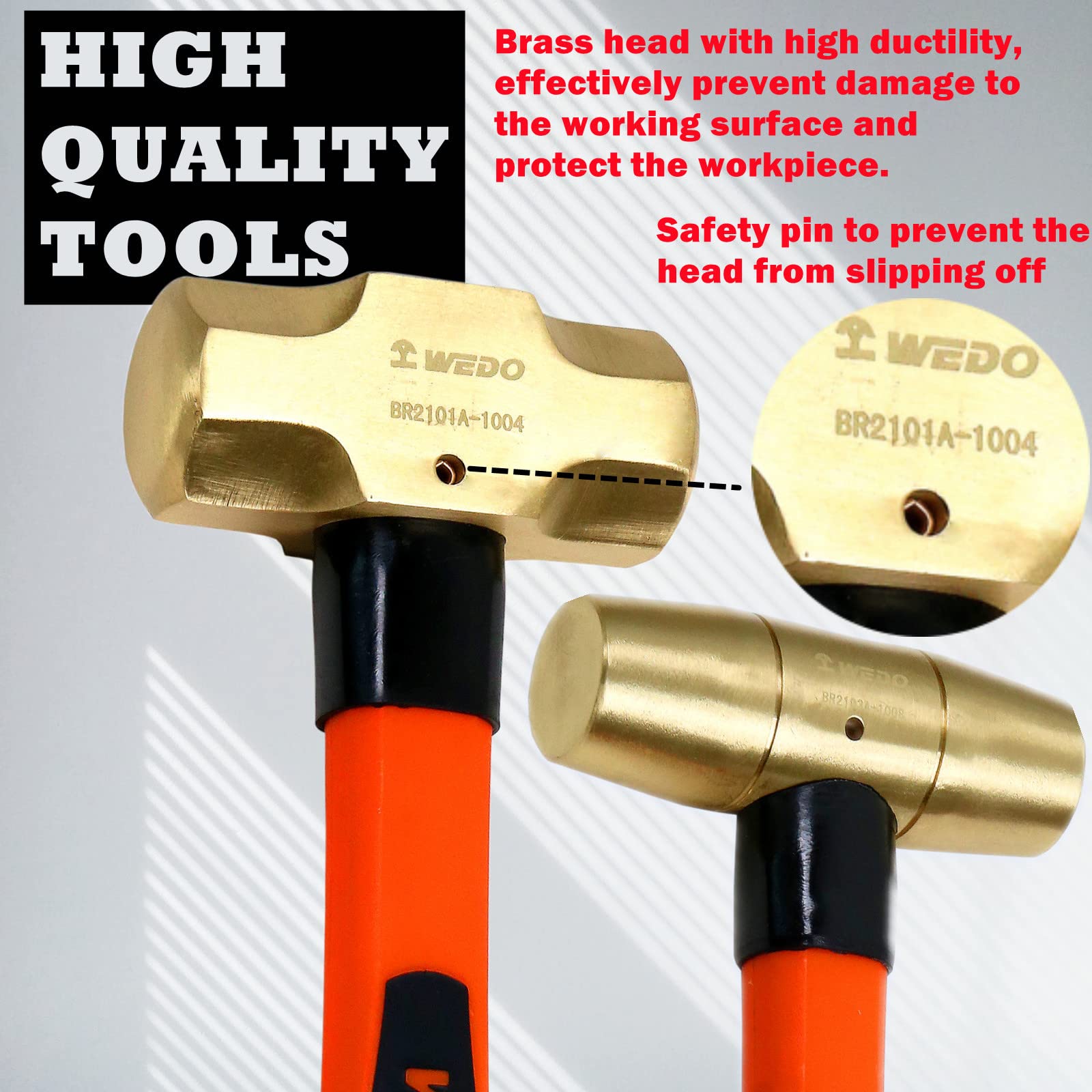 WEDO 5-Piece Hammer Set - 3lb Sledge Hammer, 1.5lb Drum Hammer, 1lb & 2lb Ball Pein Hammer, 0.7lb Scaling Hammer with Durable Fiberglass Handle - Perfect for Construction, Woodworking, Metalworking, and DIY Home Projects