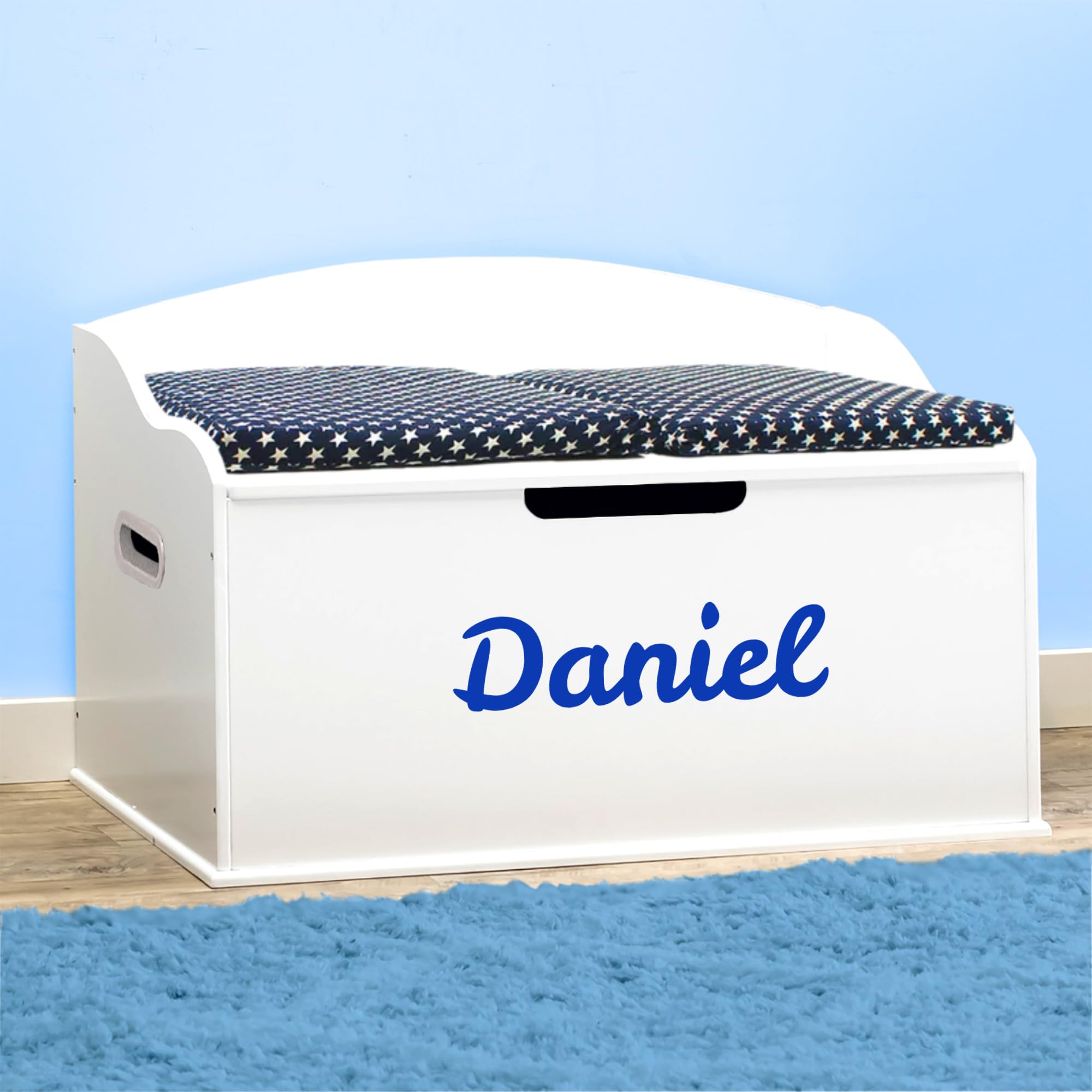 DIBSIES Personalized Creative Wonders Toy Box - Signature Series for Boys in White | Perfect for Kids' Room Organization & Storage