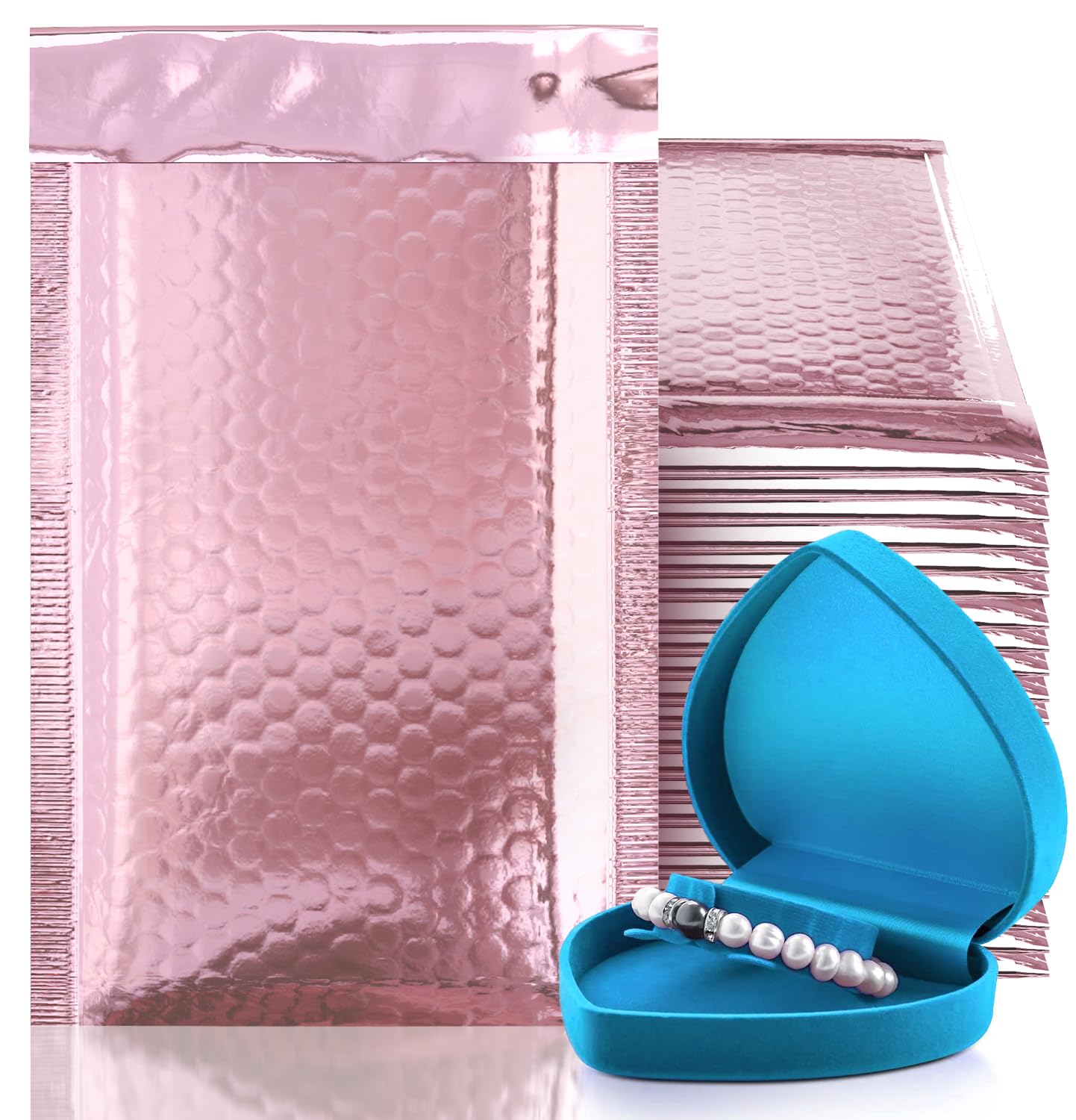 250 Pack 5x9 Inch Rose Gold Bubble Mailers - Self Seal Padded Shipping Envelopes with Bubble Lining, Plastic Foil Mailing Bags for Small Business | Perfect for Ecommerce, Jewelry, Cosmetics & Gift Packaging