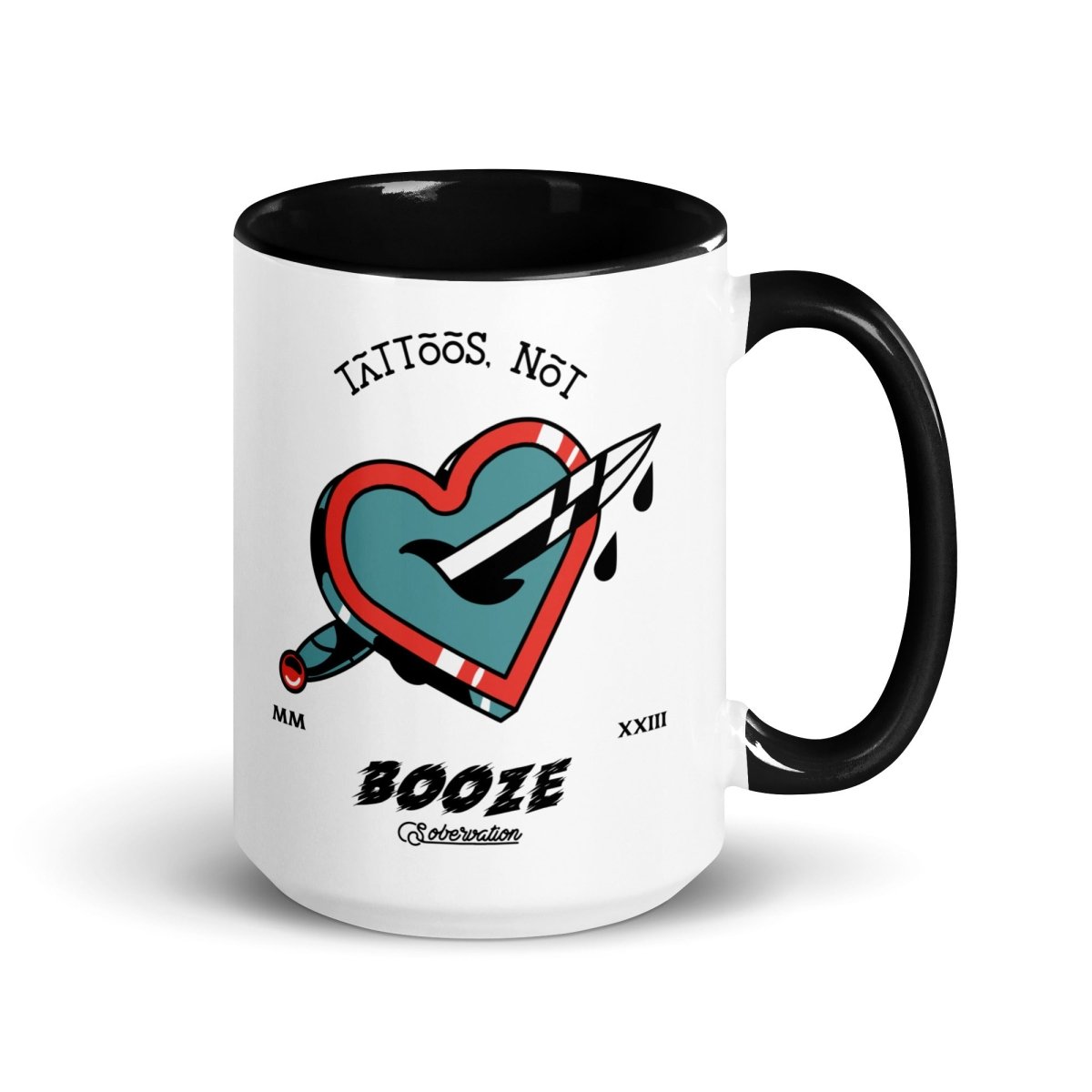 Tattoos Not Booze Essential Mug - Bold Sober Style Coffee Cup for Recovery, AA Meetings & Sober Living - Perfect Gift for Alcohol-Free Lifestyle