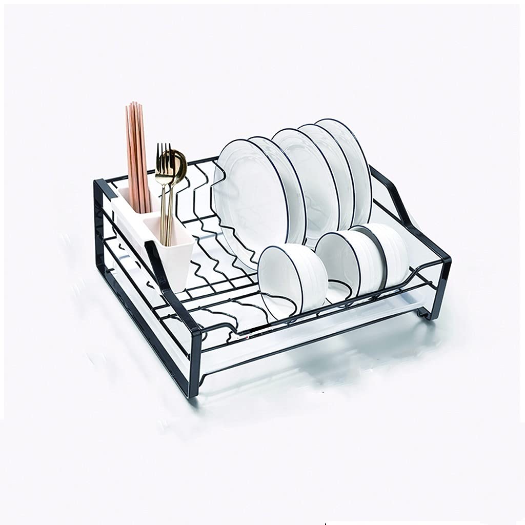 Stainless Steel Dish Rack for Kitchen Countertop - Heavy Duty Dish Drying Rack with Utensil Holder, Space Saving Kitchen Organizer for Dishes, Cups & Cutlery - Perfect for Small Apartments, Dorms & RV Kitchens