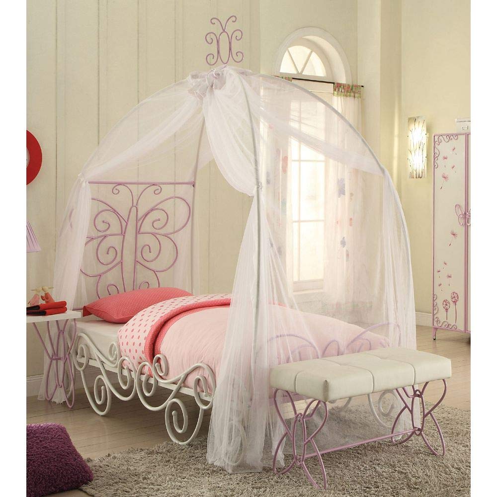 HuaZo Priya II Twin Bed Frame in White & Light Purple - Modern Wooden Platform Bed with Headboard for Kids, Teens & Guest Rooms - Perfect for Small Spaces & Cozy Bedrooms