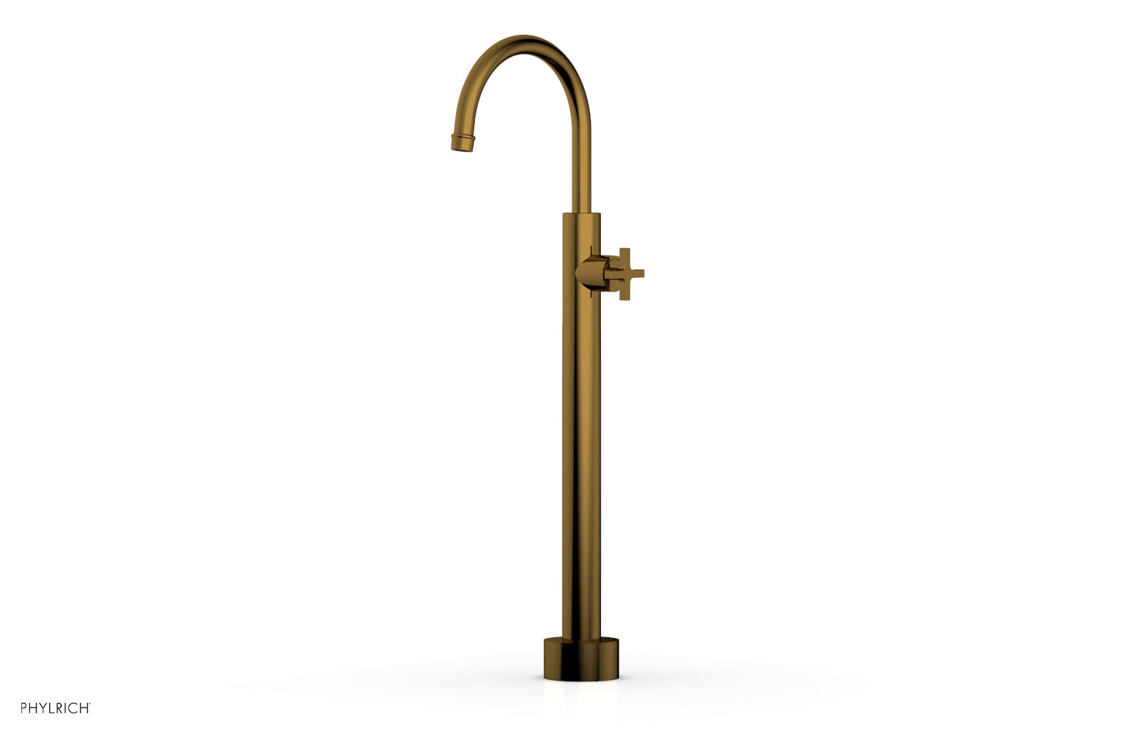 HEX MODERN Low Floor Mount Tub Filler with Cross Handle - Model 501 46 04 | Perfect for Contemporary Bathroom Designs & Spa-Like Showers