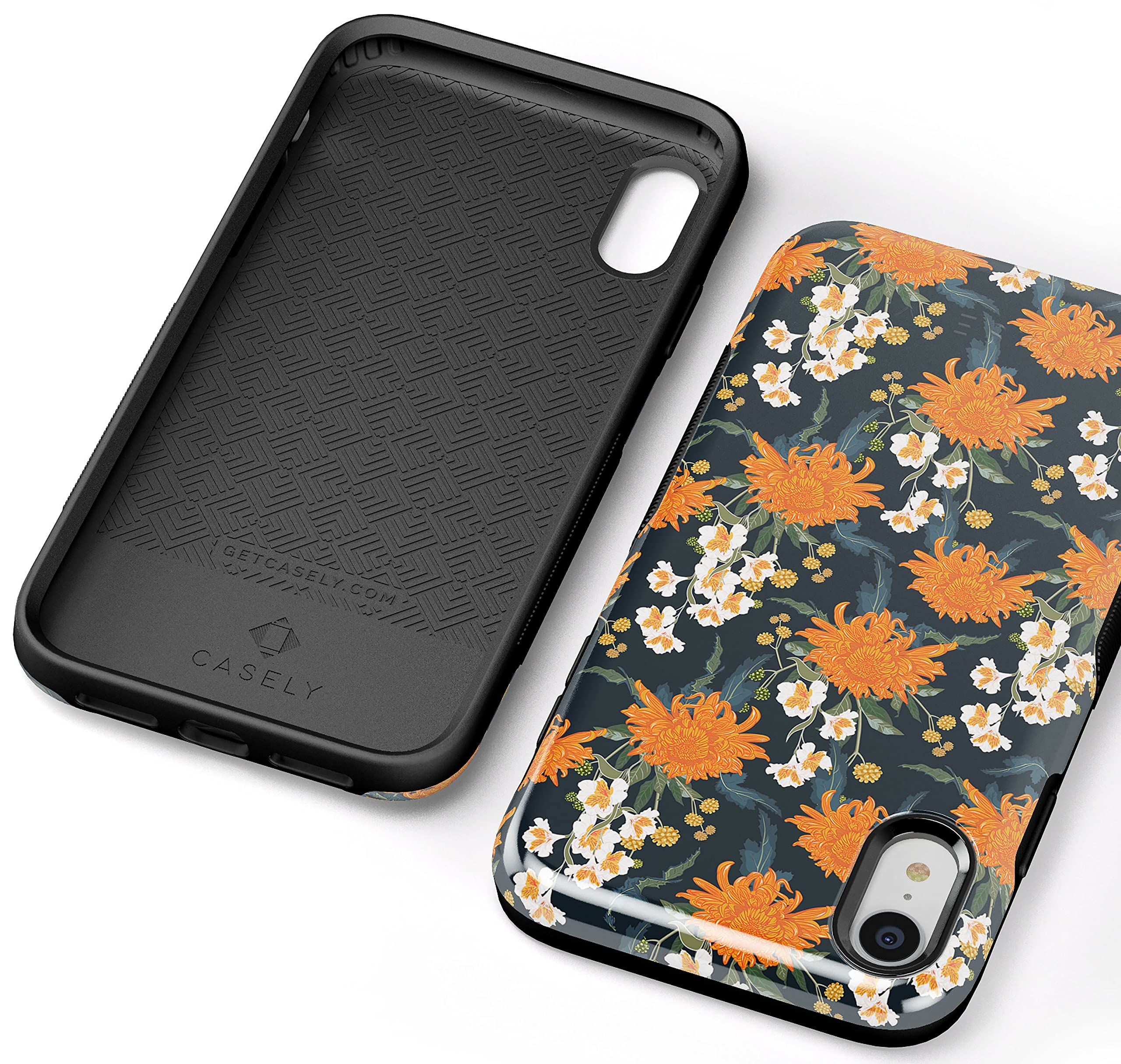 Casely iPhone XR Floral Case - Off Tropic Exotic Orange Flower Design | Protective Phone Cover for Women & Girls | Perfect for Everyday Use, Travel & Photo Shoots