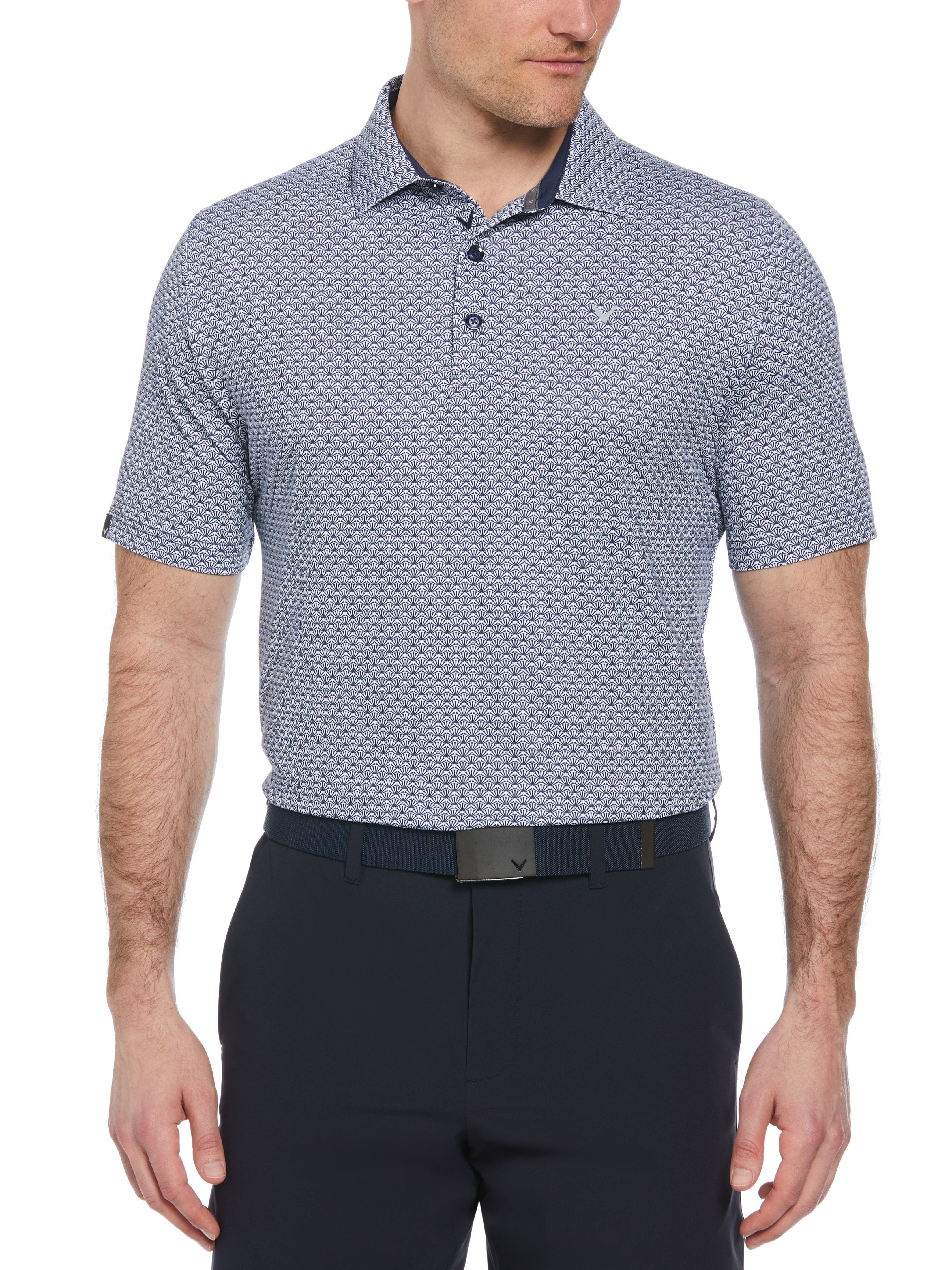Men's Stylish Trademark Print Golf Polo Shirt - Breathable & Comfortable for Golf, Casual Wear & Outdoor Activities