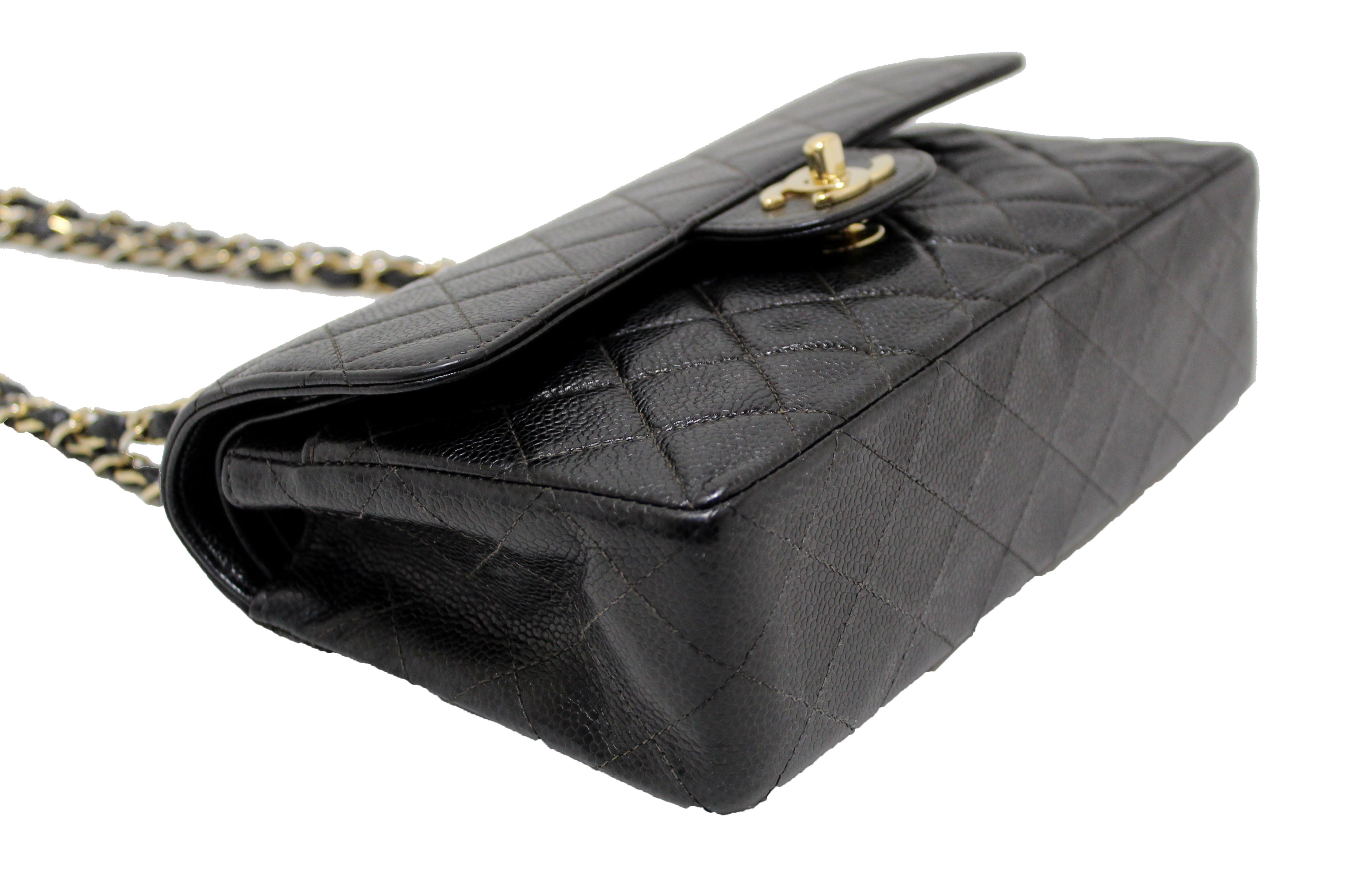Authentic Chanel Classic Black Caviar Leather Medium Double Flap Bag - Luxury Designer Handbag for Women, Perfect for Work, Evening Events & Special Occasions