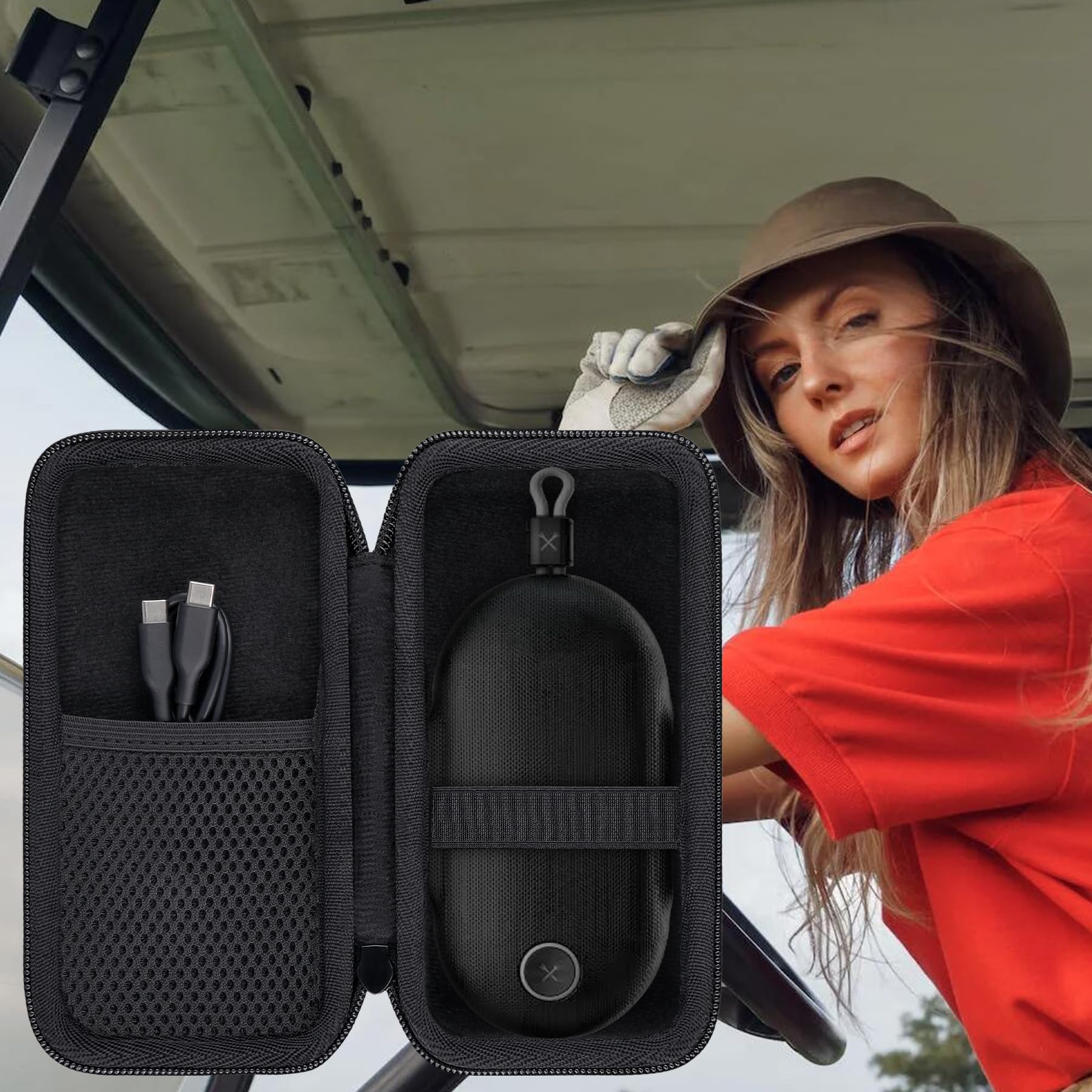 CO2CREA Hard Protective Case for Blue Tees Golf Player Go GPS Speaker - Durable Travel Carrying Case with Carabiner Clip | Perfect for Golf, Travel, Outdoor Activities & Electronic Accessories Storage