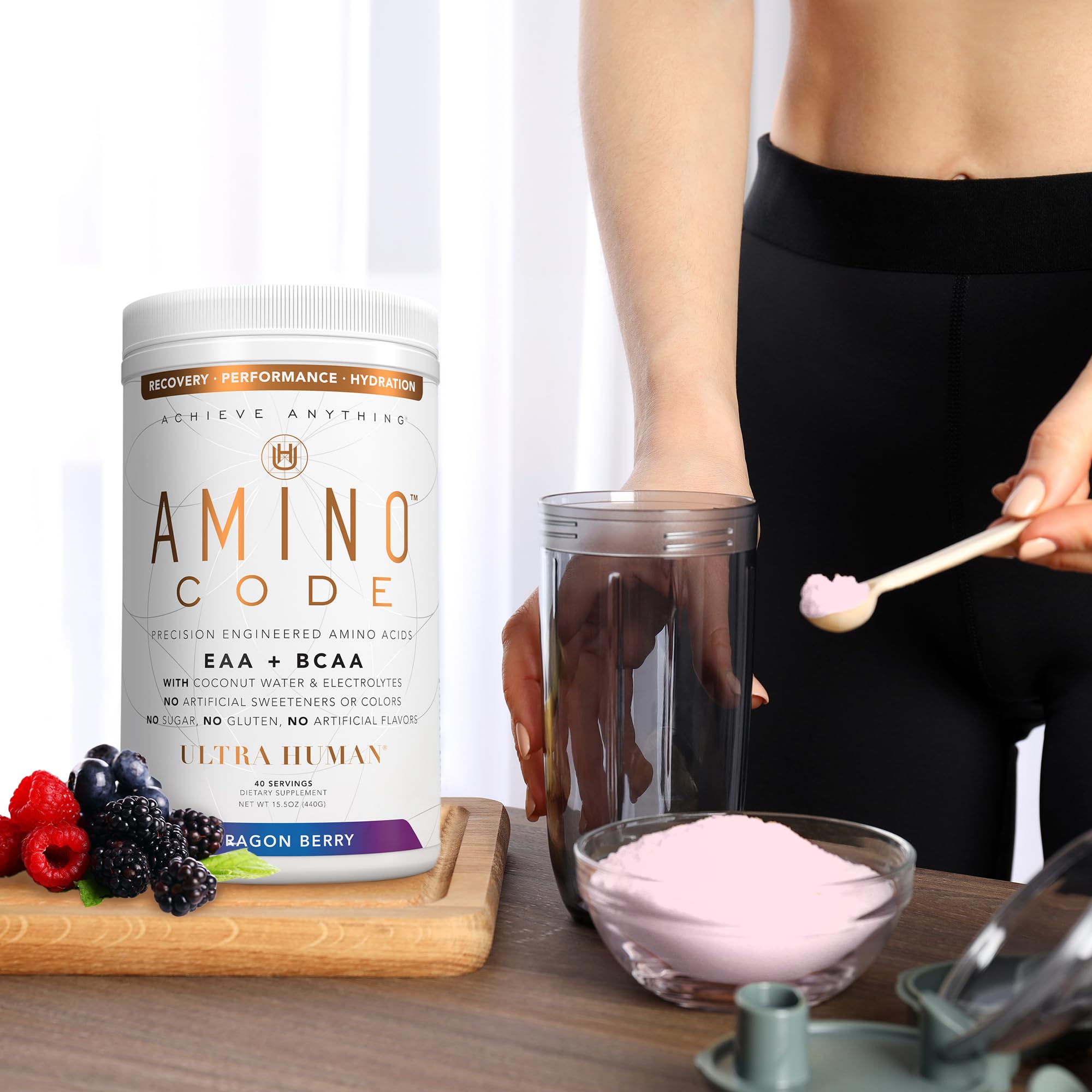 Amino Code Essential Amino Acids + BCAAs + Coconut Water Electrolytes Powder | Fast Hydration & Workout Recovery Supplement | Dragonberry Flavored Energy Drink Mix | Clean Formula, 40 Servings | Post-Workout, Gym & Athletic Performance Booster