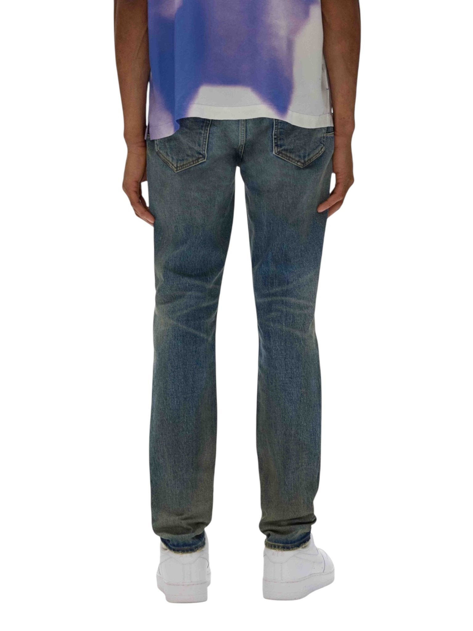 Purple Brand P001 SYCB Skinny Cracked Bronze Denim Jeans for Men - Trendy Slim Fit Stretch Denim Pants for Casual Wear & Night Out