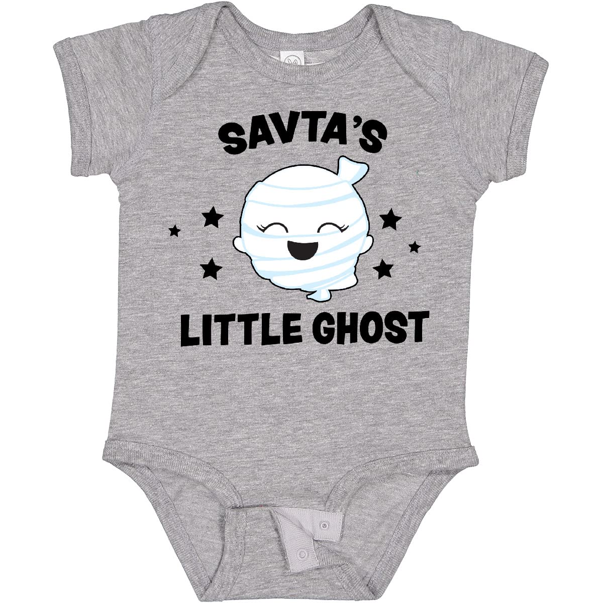 Inktastic Cute Savta's Little Ghost with Stars Baby Bodysuit - Soft Cotton Onesie for Infants & Toddlers - Perfect for Halloween, Family Photos & Everyday Wear