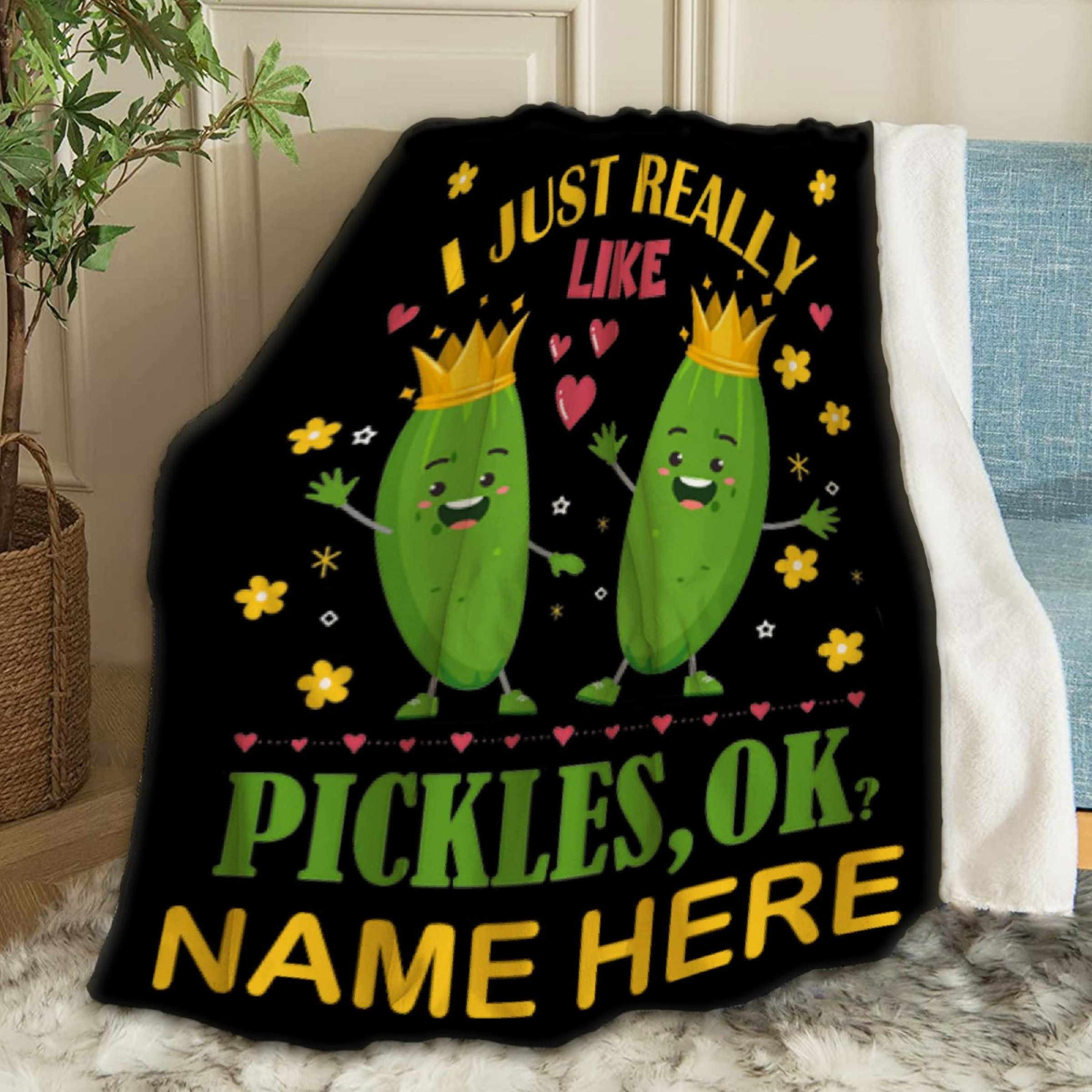 Funny Pickle Lover Throw Blanket - Super Soft Flannel Fleece Blanket for Bed, Couch & Travel - Custom Design for Home, Office & Gifts
