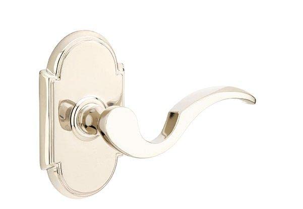 Emtek Passage Set Style 8 Rosette Cortina Lever - Left Hand Flat Black Door Handle for Modern Homes (Ideal for Bedrooms, Bathrooms & Interior Doors)