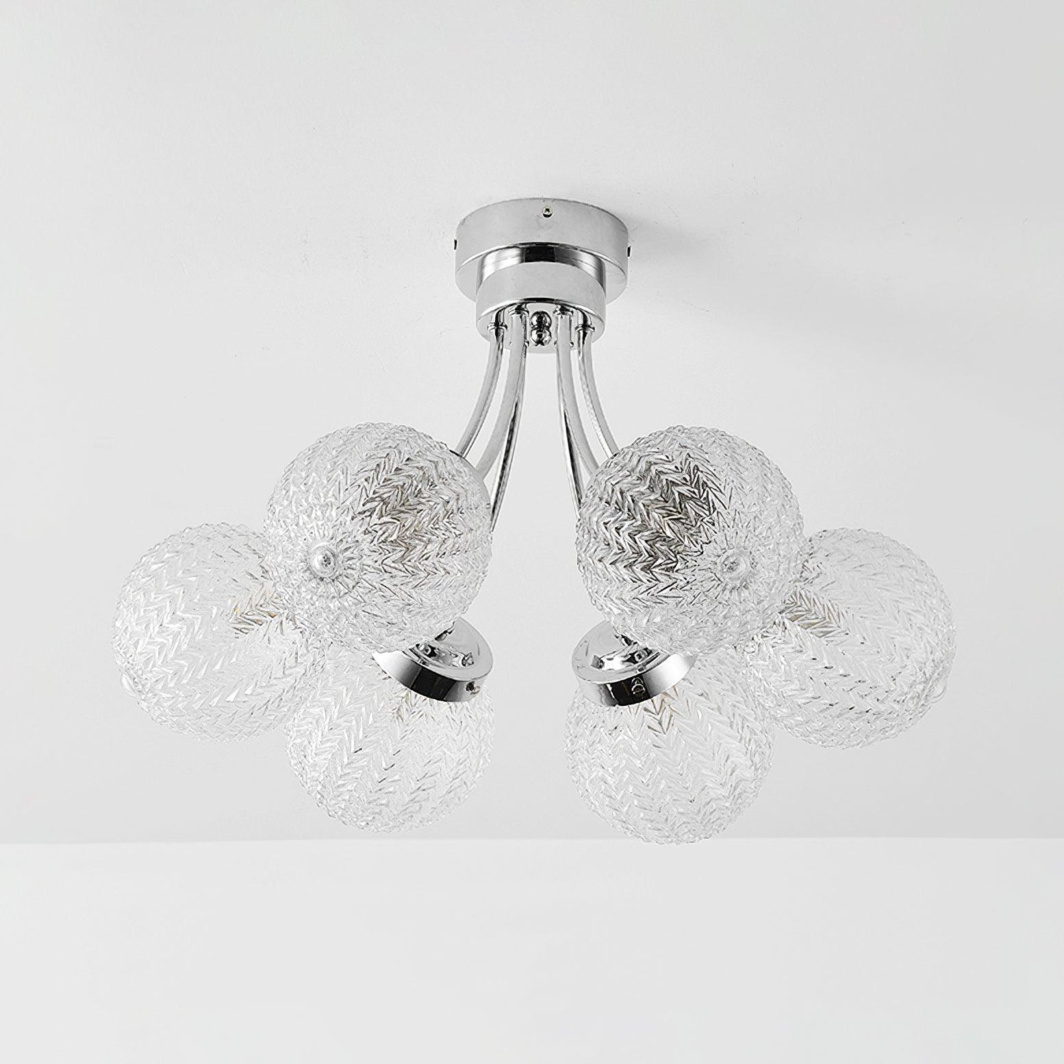 Handmade Carved Glass Ceiling Light Fixture - Modern Crystal Chandelier for Dining Room, Living Room & Bedroom Lighting