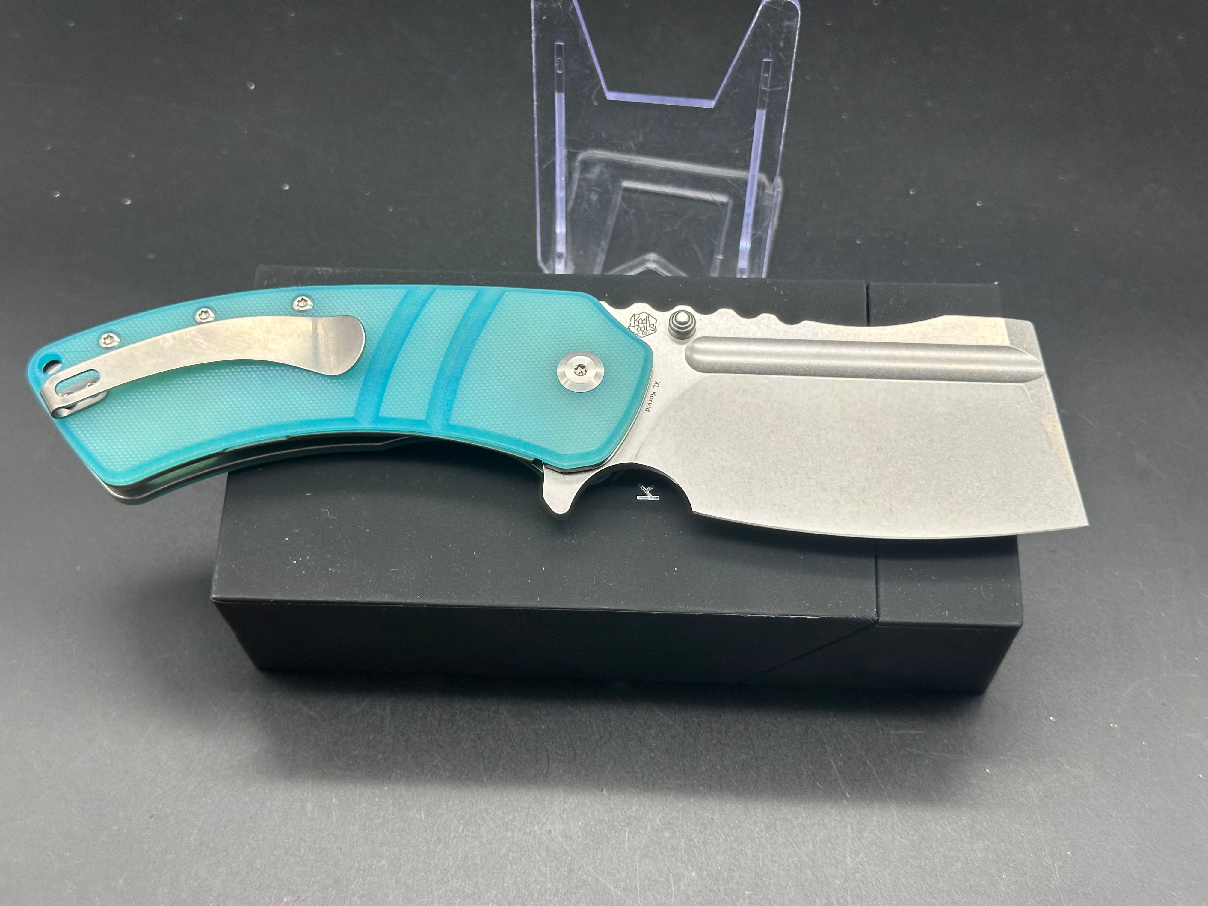KANSEPT XL Korvid Folding Knife - Premium 154CM Steel Blade with Tiffany Blue G10 Handle - EDC Pocket Knife for Camping, Hiking & Outdoor Adventures