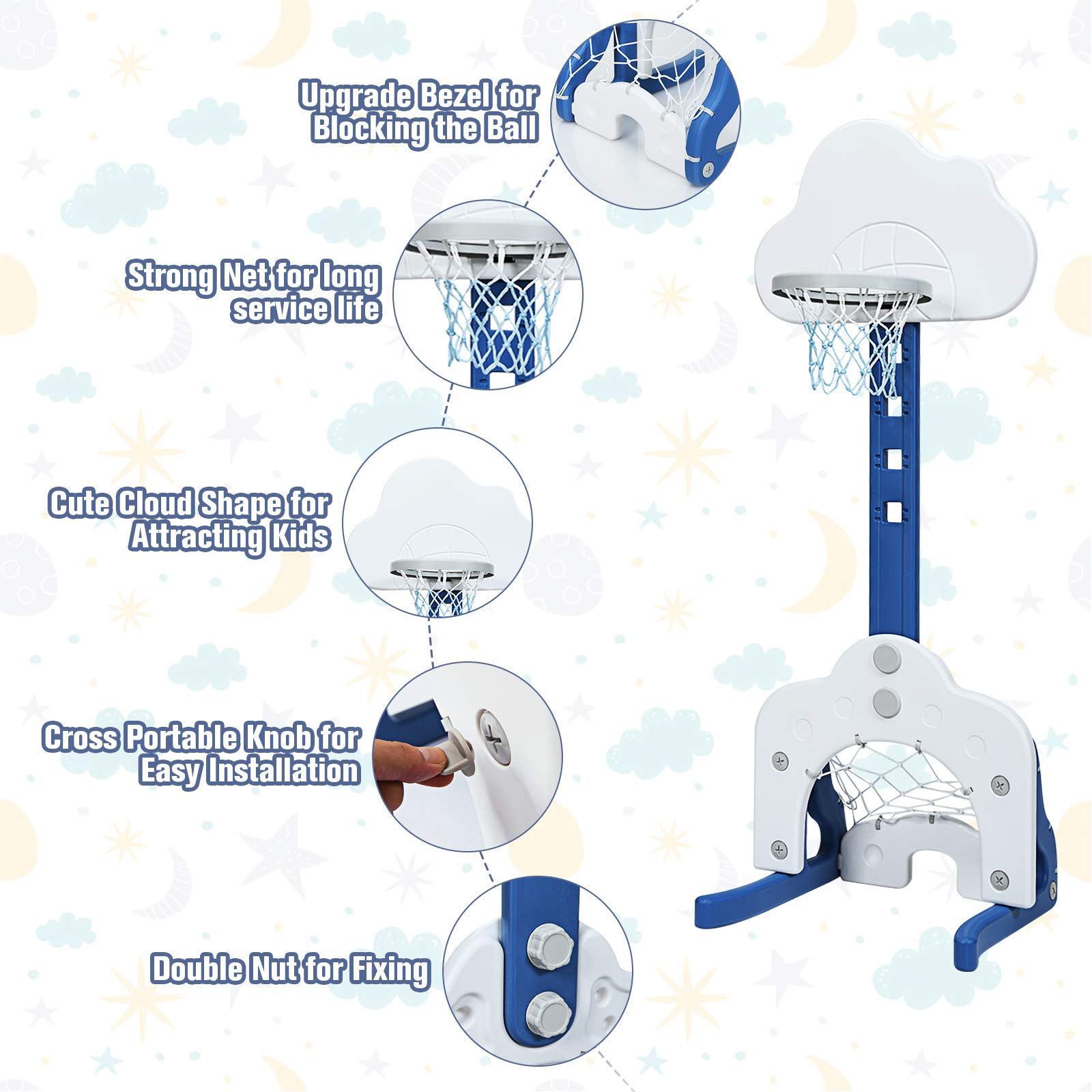 Costzon Adjustable Kids Basketball Hoop Set - Indoor/Outdoor Sports Toy for Toddlers