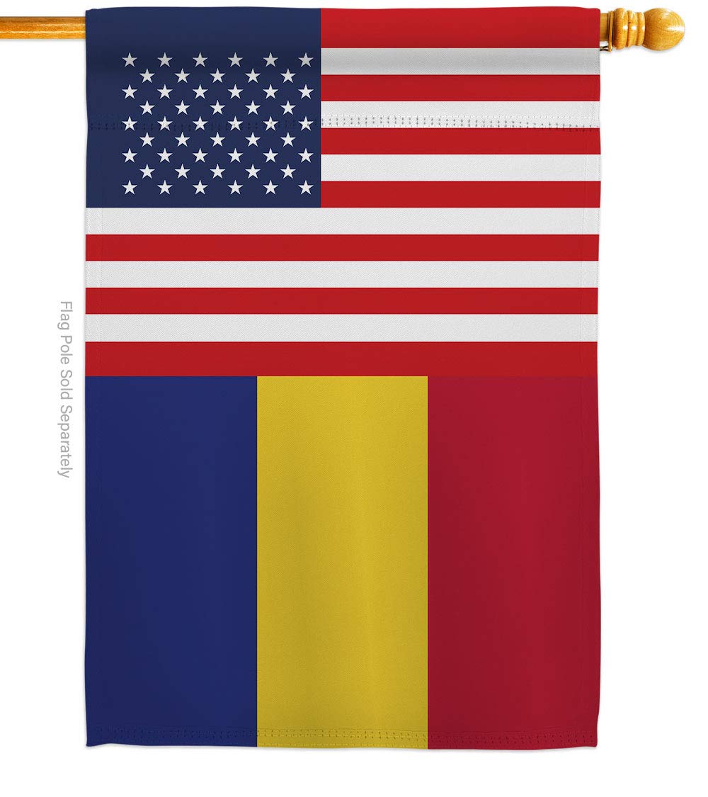 Americana Home & Garden Romania-US Friendship House Flag - Double-Sided Decorative Banner for Yard, Garden & Outdoor Decor - Made in USA - Perfect for International Friendship Celebrations & Patriotic Displays
