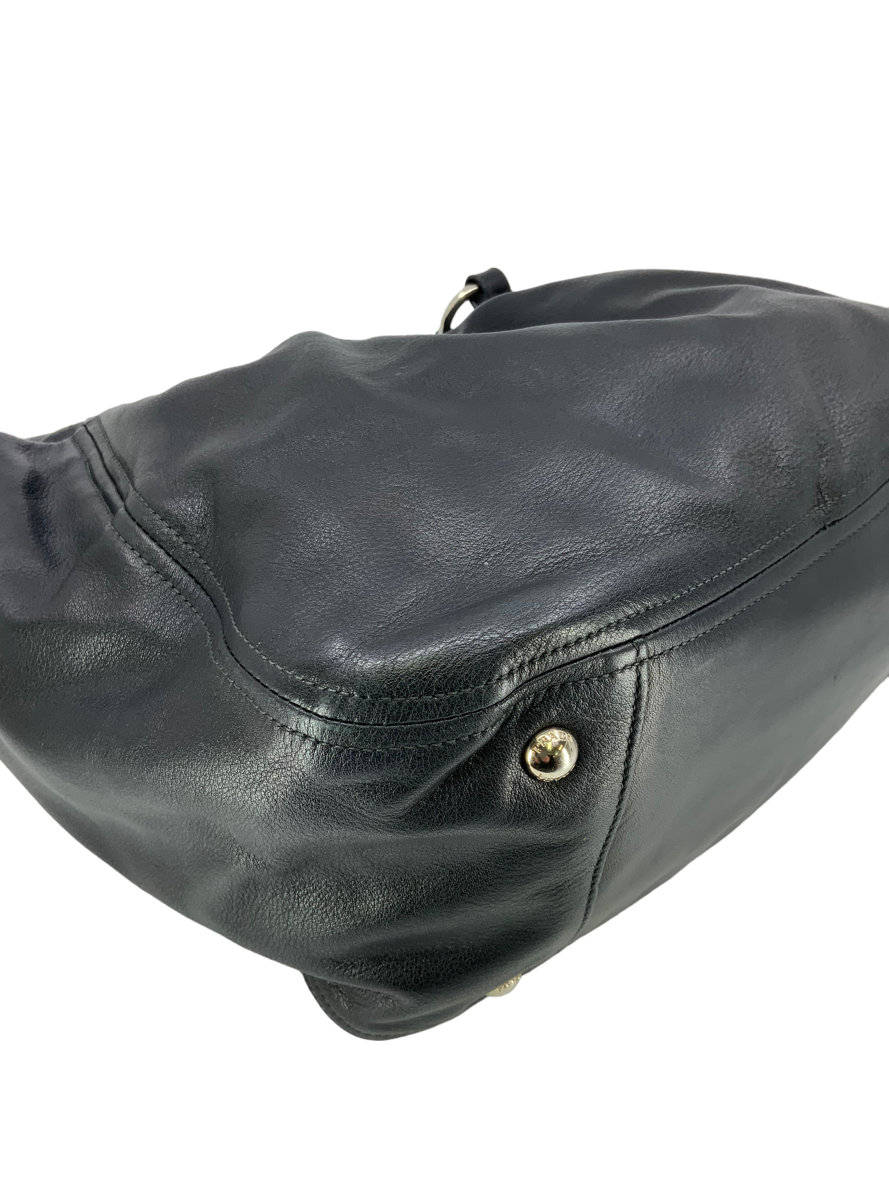 Prada Calfskin Leather Hobo Bag with Side Pocket - Luxury Shoulder Bag for Women, Perfect for Work, Travel & Everyday Use