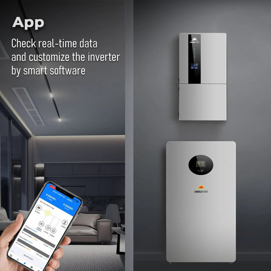 SunGoldPower 11.4KW 48V Split Phase Hybrid Solar Inverter for Home & RV Off-Grid Power System - Solar Energy Storage & Backup Solution for Residential and Mobile Applications