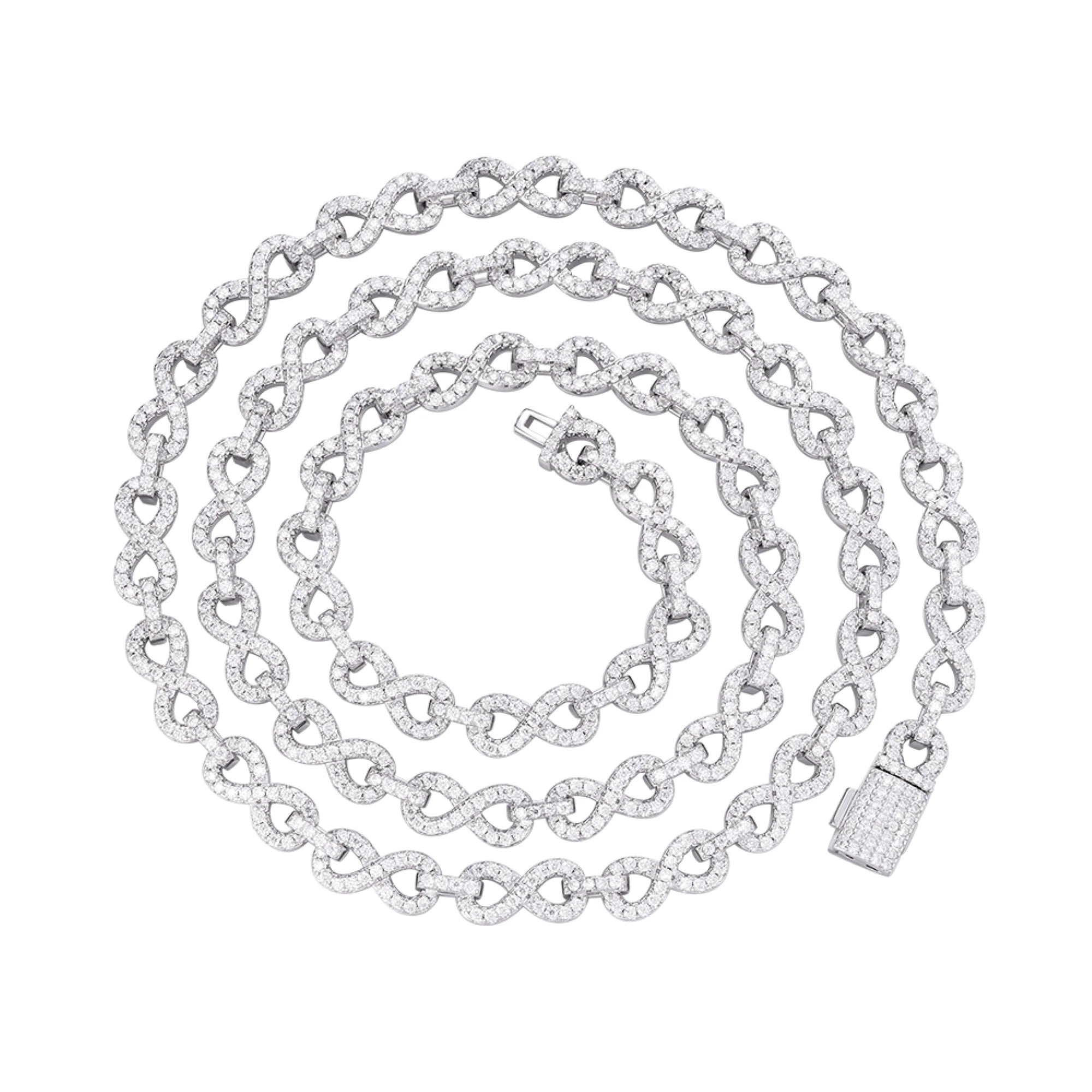 Infinity Link Moissanite Necklace - 925 Sterling Silver 6mm Chain for Women, Wedding, Anniversary & Special Occasion Gifts