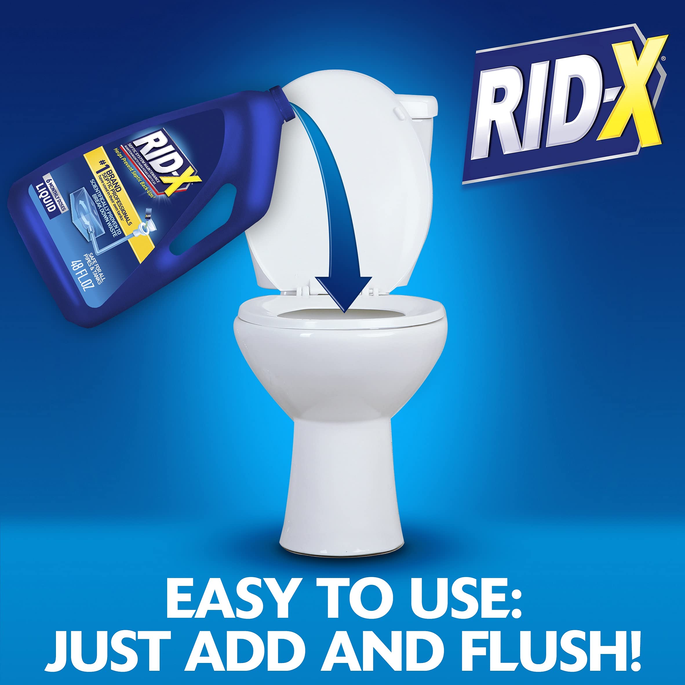 RID-X Professional Septic Tank Treatment - 6 Month Supply of Liquid (48 Fl Oz, Pack of 4) | Prevents Clogs & Maintains Healthy Septic System | Ideal for Homes, RVs & Vacation Properties