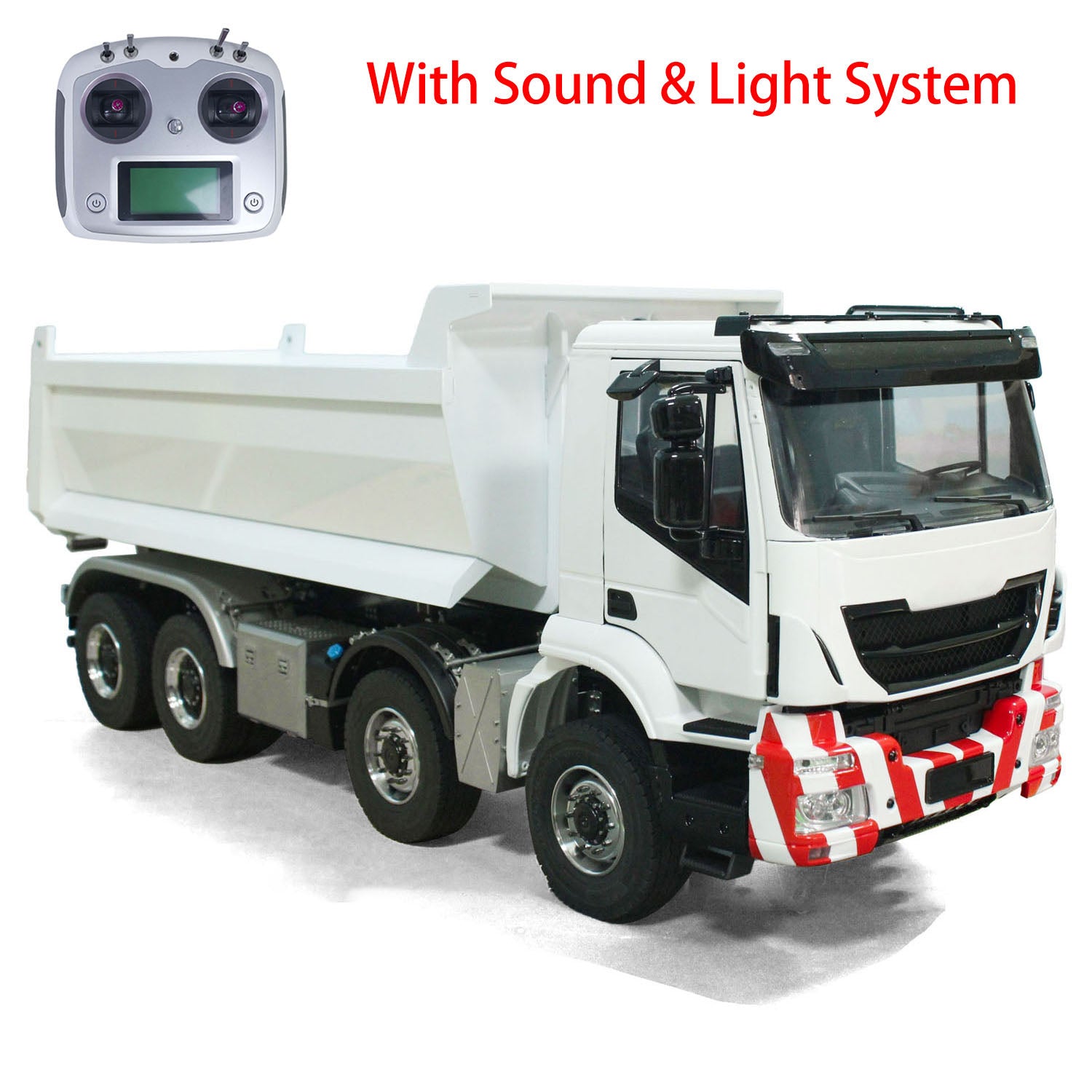 1/14 Scale 8x8 Metal Hydraulic RC Dump Truck - Radio Controlled Remote Control Toy with Realistic Sound & Light, 3-Speed Transmission (PNP) - Perfect for Construction Site Play, Off-Road Adventure & Collectors