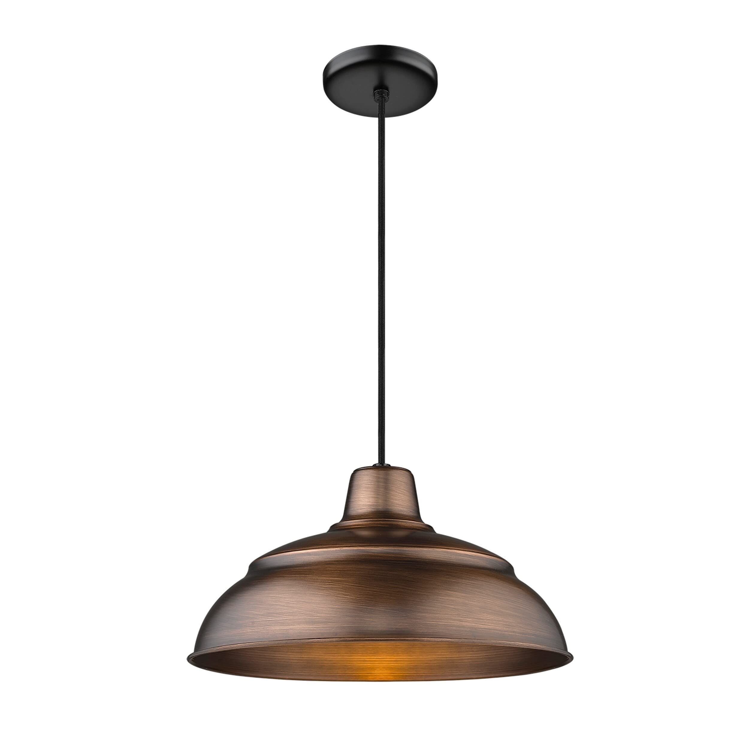 Millennium RWHC14-NC Modern Copper Pendant Light Fixture - Elegant Single Bulb Hanging Light for Dining Room, Kitchen Island or Bedroom