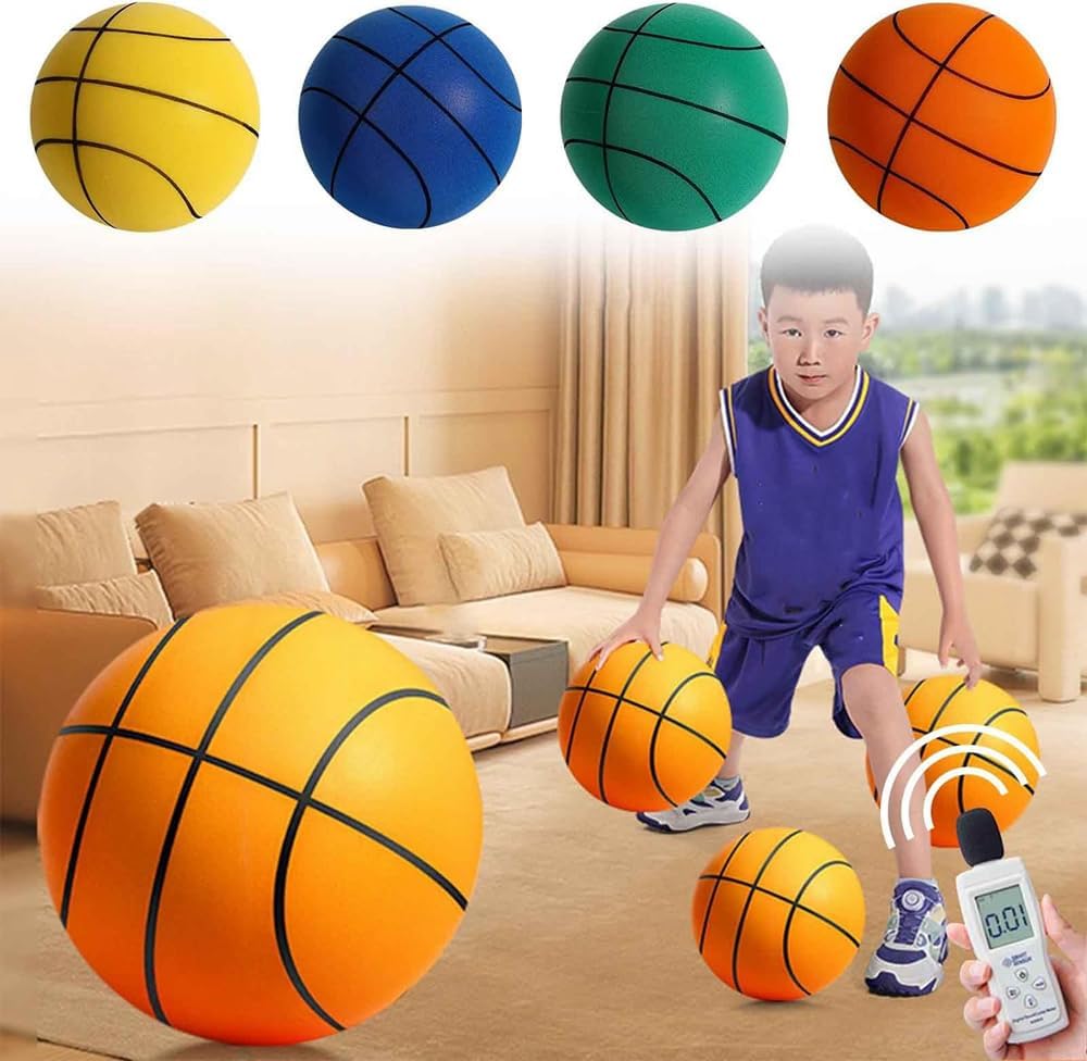 Silent Basketball for Indoor Training - No.7 (24cm) Orange Foam Quiet Basketball for Youth Athletes - Perfect for Home, Gym & Apartment Practice Without Disturbing Others
