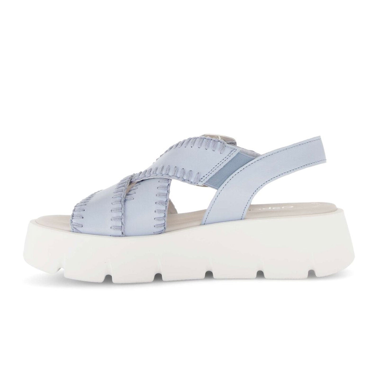 Gabor 64751 Women's Stitch Platform Backstrap Sandal - Caspian Nappa/Sky | Comfortable Summer Sandals for Beach, Vacation & Casual Outings