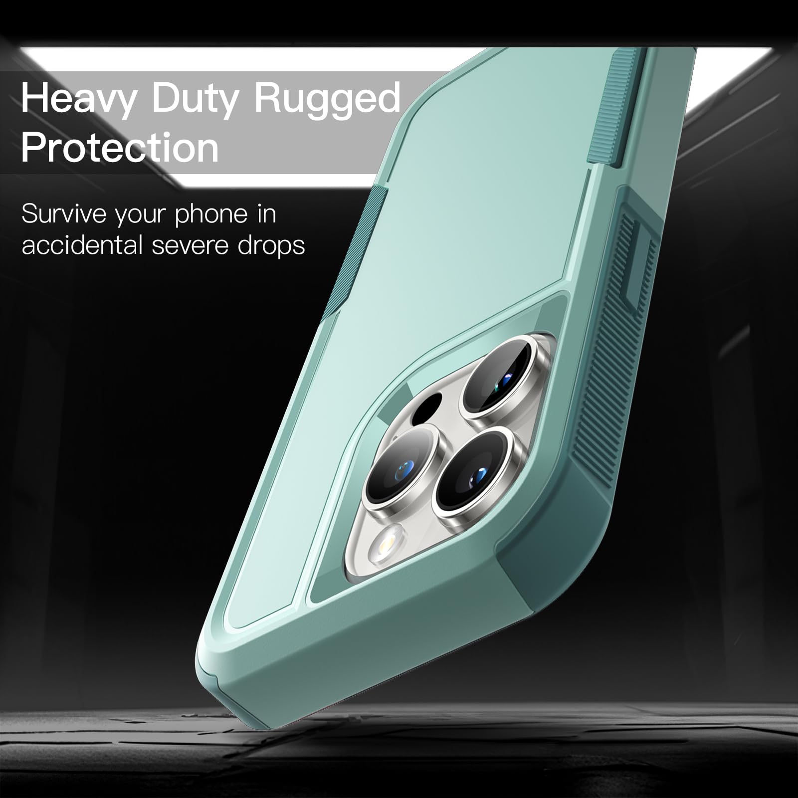 JETech Heavy Duty Rugged Case for iPhone 15 Pro Max 6.7-Inch - Dual Layer Shockproof Protection, Matte Back Cover (Mint Green) | Perfect for Outdoor Adventures, Construction Work & Active Lifestyles