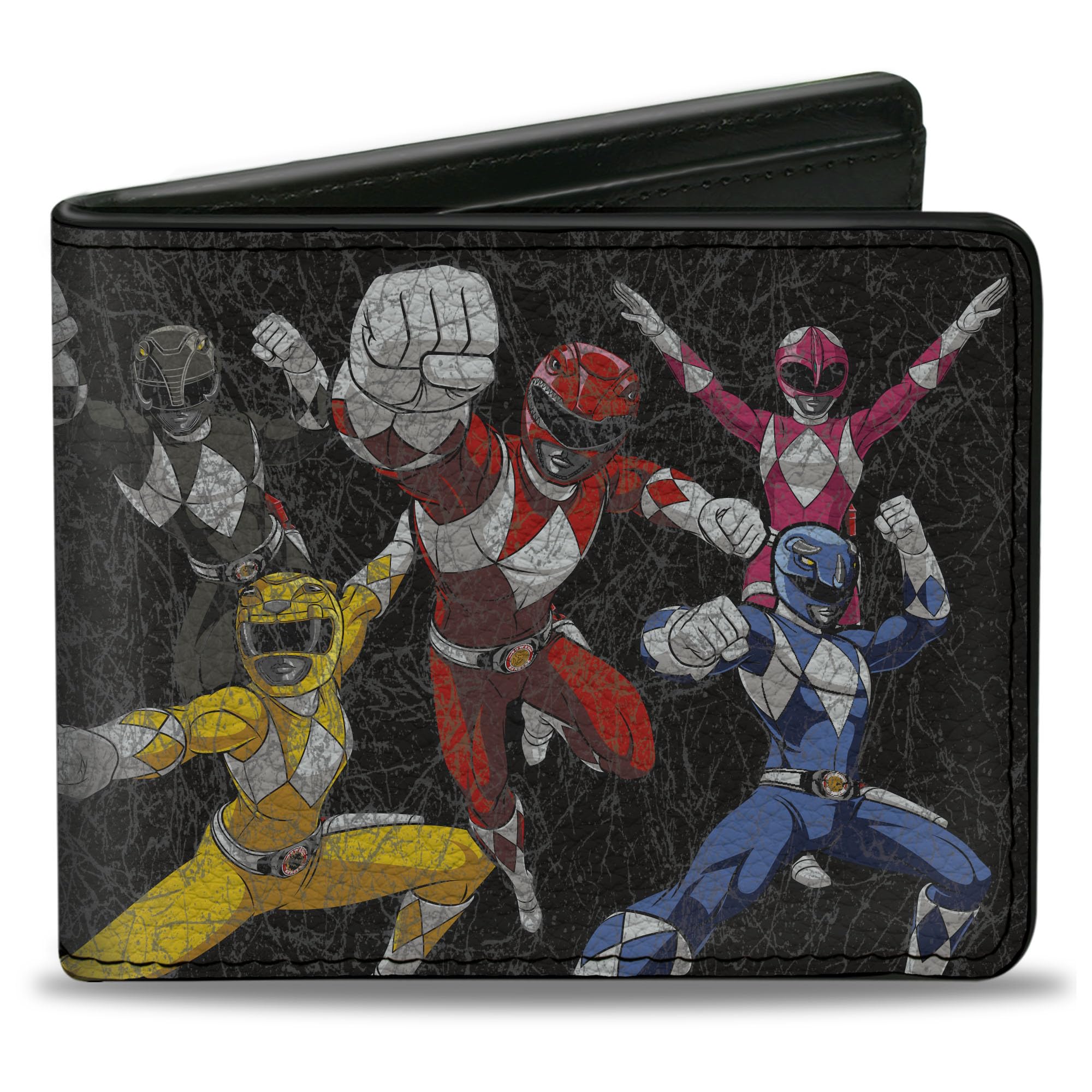Power Rangers Wallet for Men - Bifold Leather Wallet with MMPR Action Pose & Logo - Vegan Leather RFID Blocking - Perfect for Collectors & Fans of Mighty Morphin Power Rangers (Great Gift for Birthday, Christmas & Cosplay)